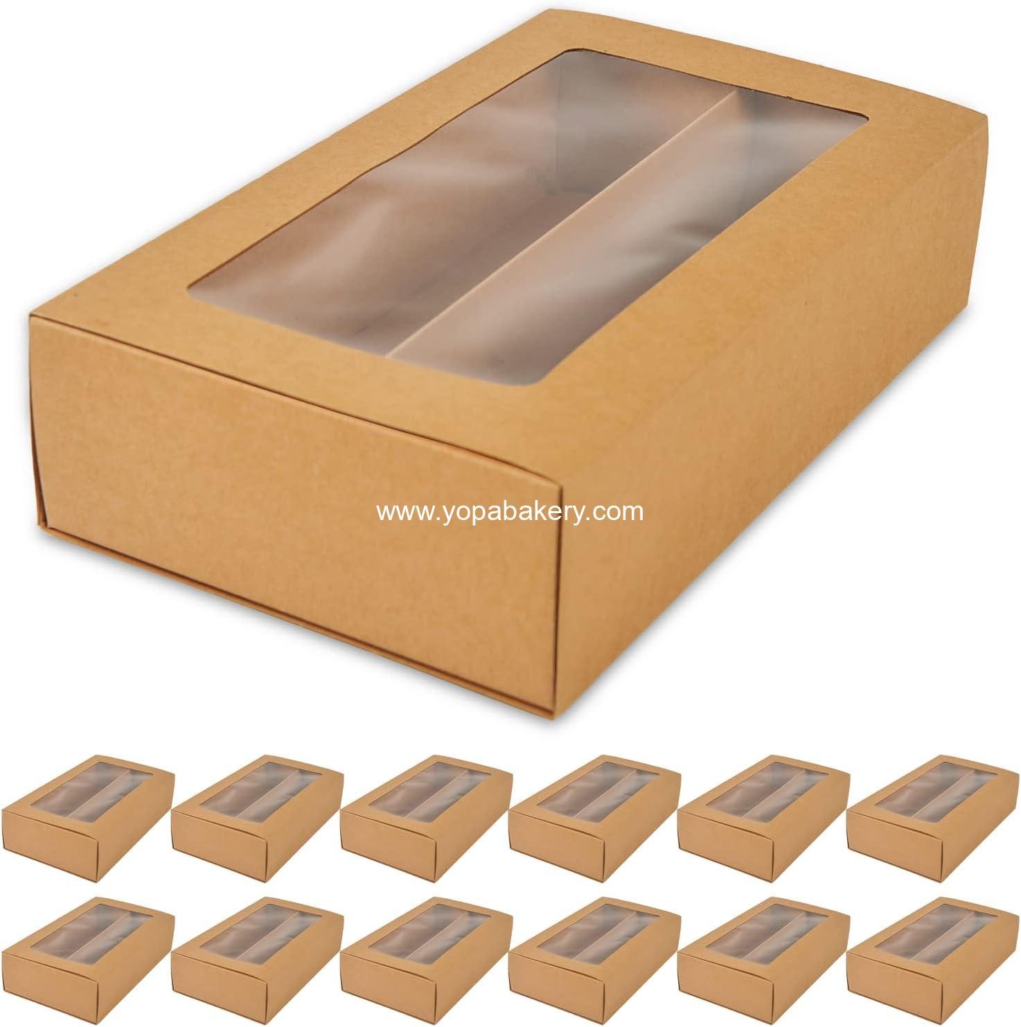 25 Macaron Boxes, Macaron Box for 12, (Interior Mesurement 7.25×4 ×1.8 Inches), Macaron Packaging Boxes with Clear Window Kraft without Macarons inside (Macaron Box Brown 25PCS)