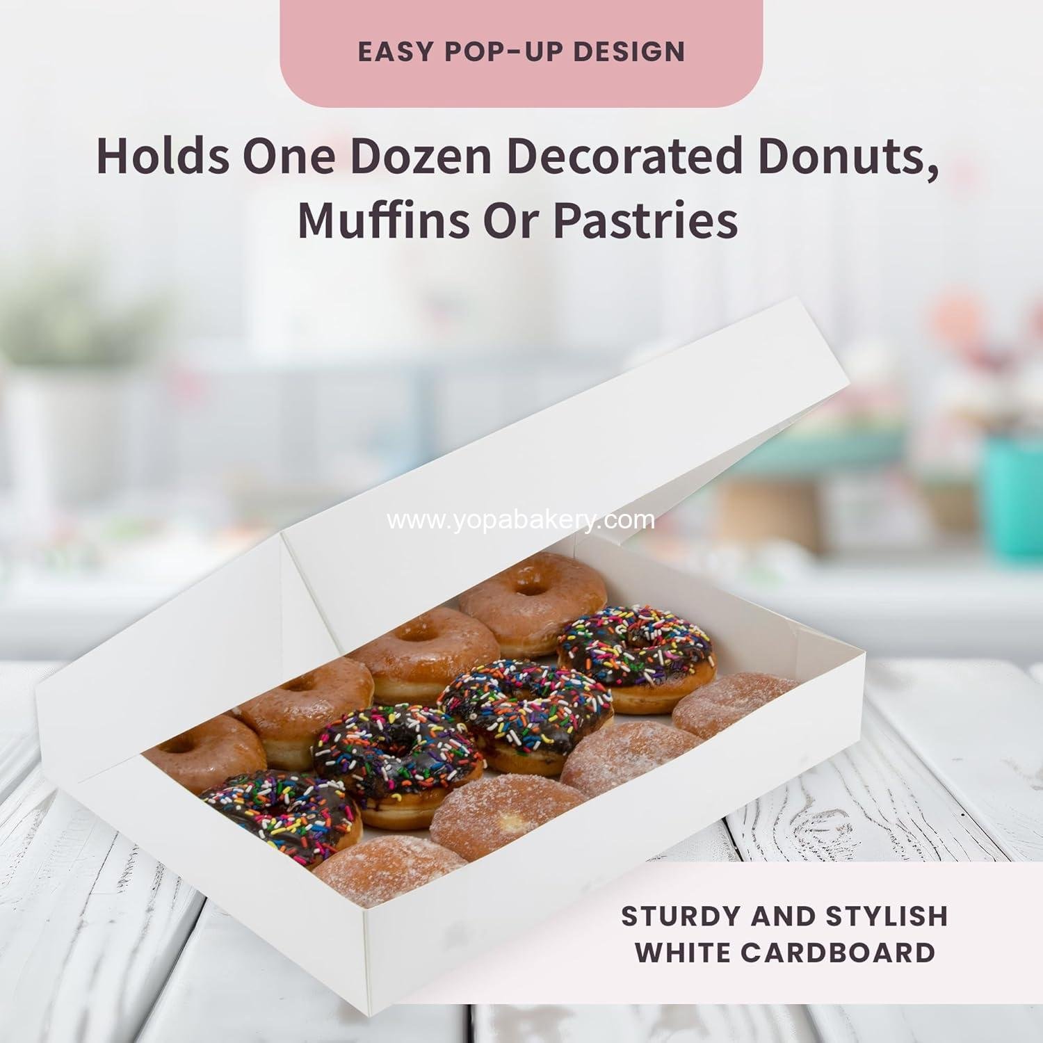 Wholesale Dozen Donut Box - Easy Pop-Up Design for 12 Decorated Donuts, Muffins, or Pastries, Perfect for Sandwich Catering, Size 16 x 12 x 2.5 (Pack of 50) - Factory Wholesale Dozen Donut Box - Easy Pop-Up Design for 12 Decorated Donuts, Muffins, or Pastries, Perfect for Sandwich Catering, Size 16 x 12 x 2.5 (Pack of 50) - Factory