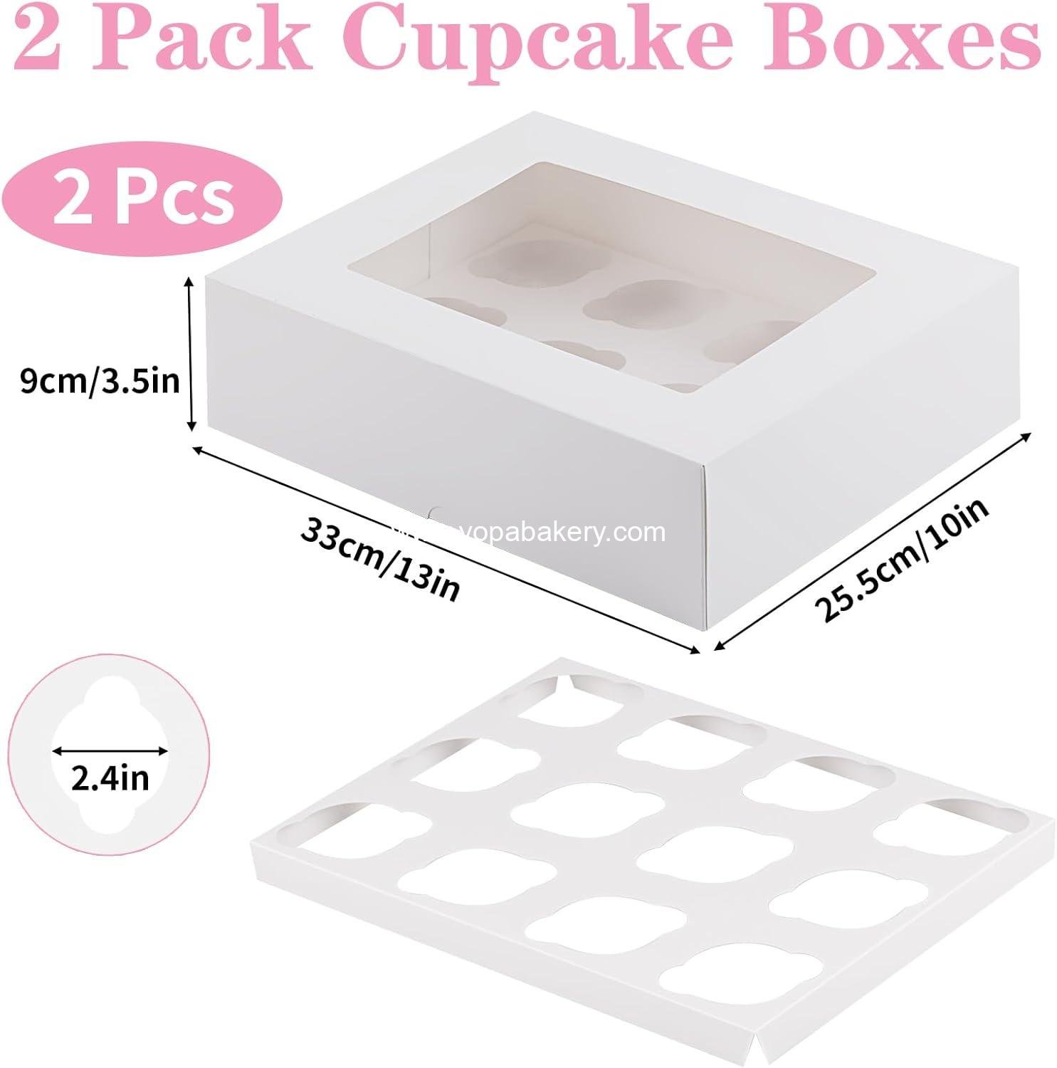 Wholesale Cupcake Boxes, 2 Pack Disposable Cupcake Containers, Food-Grade Carrier for 12 Count with Window and Inserts, Transport Holders for Muffins, Cookies, and Desserts (White) - Factory Wholesale Cupcake Boxes, 2 Pack Disposable Cupcake Containers, Food-Grade Carrier for 12 Count with Window and Inserts, Transport Holders for Muffins, Cookies, and Desserts (White) - Factory