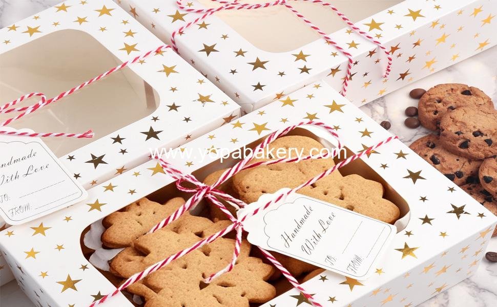 Wholesale 24 PCS Gold Star Christmas Cookie Boxes with Window, 9x6x3 Auto-Up Holiday Treat Boxes for Desserts, Mini Cakes, and Donuts - Factory Wholesale 24 PCS Gold Star Christmas Cookie Boxes with Window, 9x6x3 Auto-Up Holiday Treat Boxes for Desserts, Mini Cakes, and Donuts - Factory