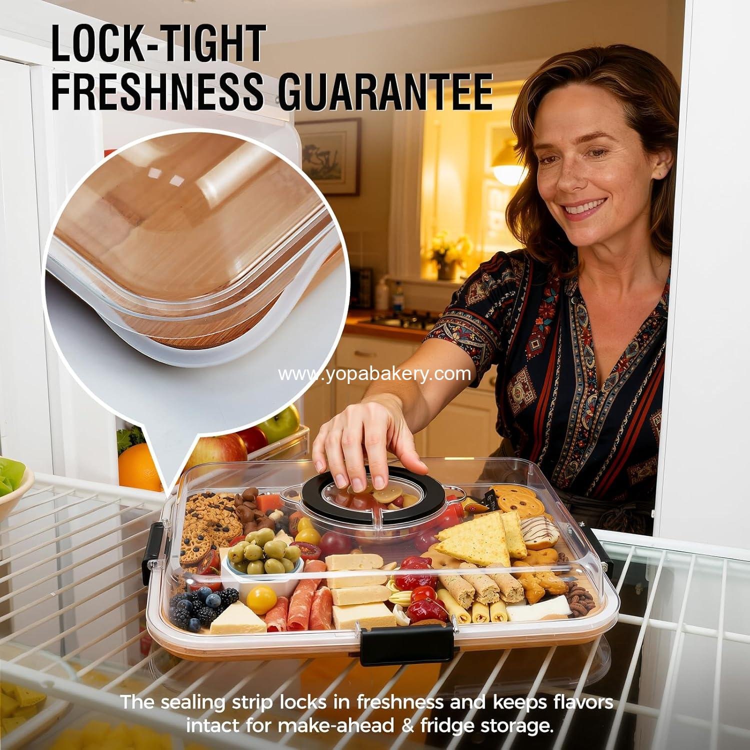 Wholesale Charcuterie Board with Clear Lid, Portable Cheese Board and Cutting Boards for Kitchen, Housewarming Gifts, New Home, Gifts for Women (6 Compartments, Black) Factory