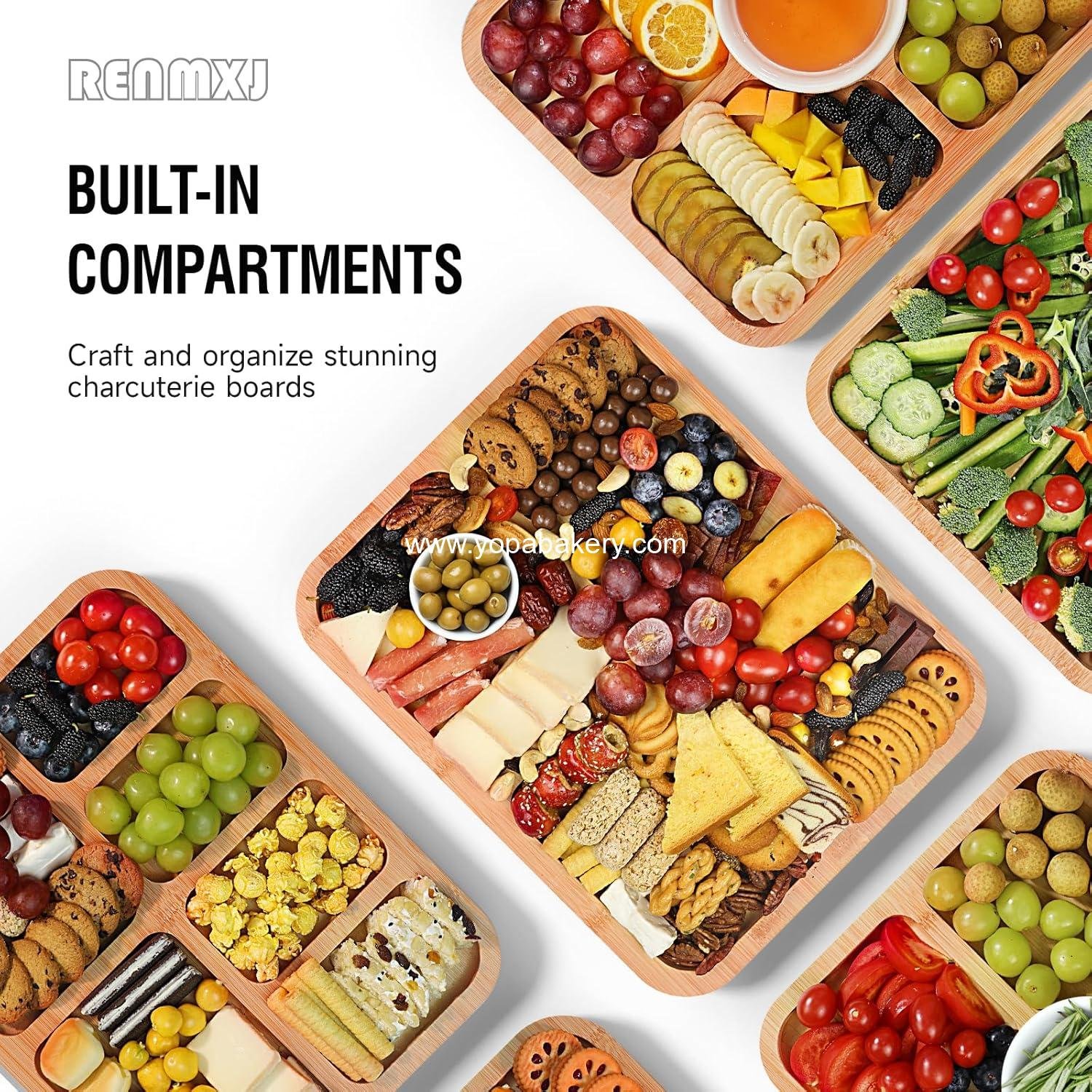 Wholesale Charcuterie Board with Clear Lid, Portable Cheese Board and Cutting Boards for Kitchen, Housewarming Gifts, New Home, Gifts for Women (6 Compartments, Black) Factory