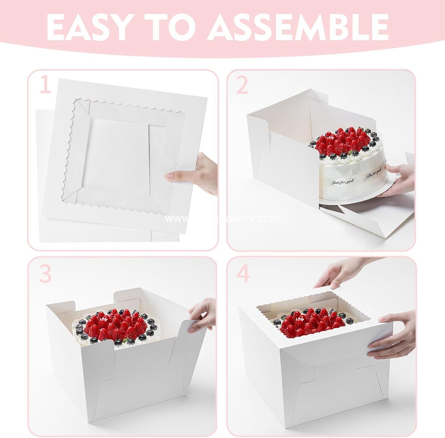 Wholesale 3 Pack Cake Boxes, 10x10x8 Inch Tall White Bakery Boxes with Window, Disposable Cake Containers with Lids for Cakes, Donuts, Pies, Cookies, Weddings, Birthdays, Parties - Factory Wholesale 3 Pack Cake Boxes, 10x10x8 Inch Tall White Bakery Boxes with Window, Disposable Cake Containers with Lids for Cakes, Donuts, Pies, Cookies, Weddings, Birthdays, Parties - Factory