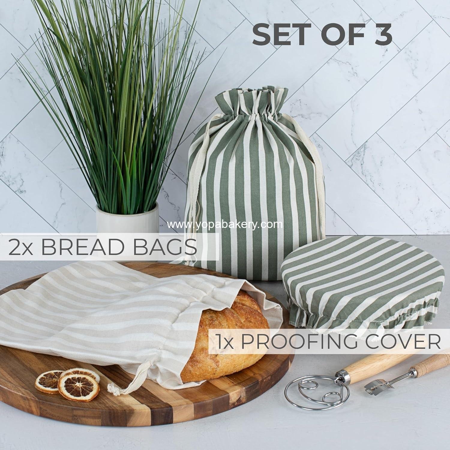 Wholesale Beautiful Linen Bread Bag Set with Proofing Cover for Homemade Sourdough - Keeps Loaf Fresh for Days - Reusable, Easy to Clean Storage Bag, Perfect Baking Accessory Factory