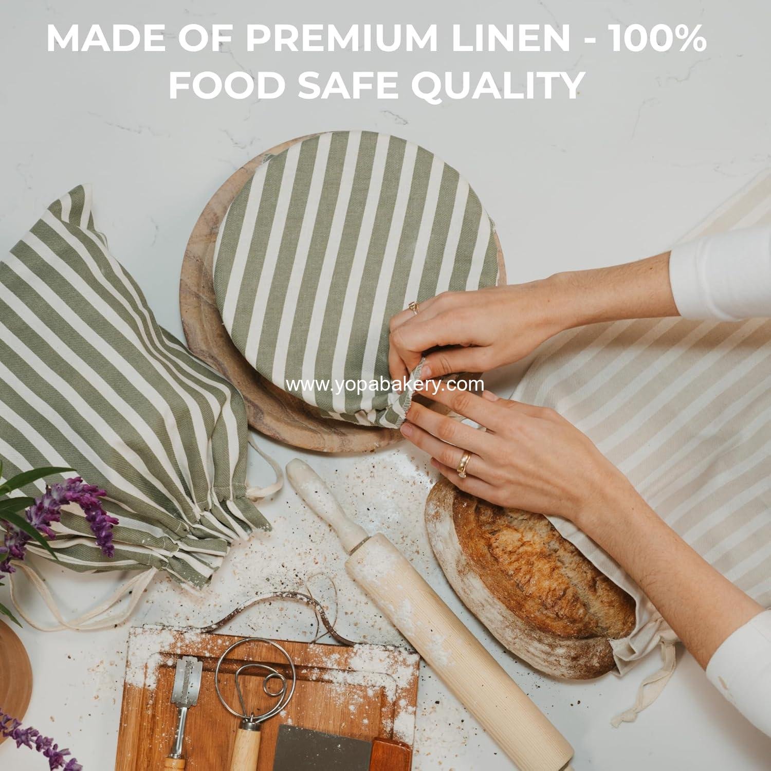 Wholesale Beautiful Linen Bread Bag Set with Proofing Cover for Homemade Sourdough - Keeps Loaf Fresh for Days - Reusable, Easy to Clean Storage Bag, Perfect Baking Accessory Factory