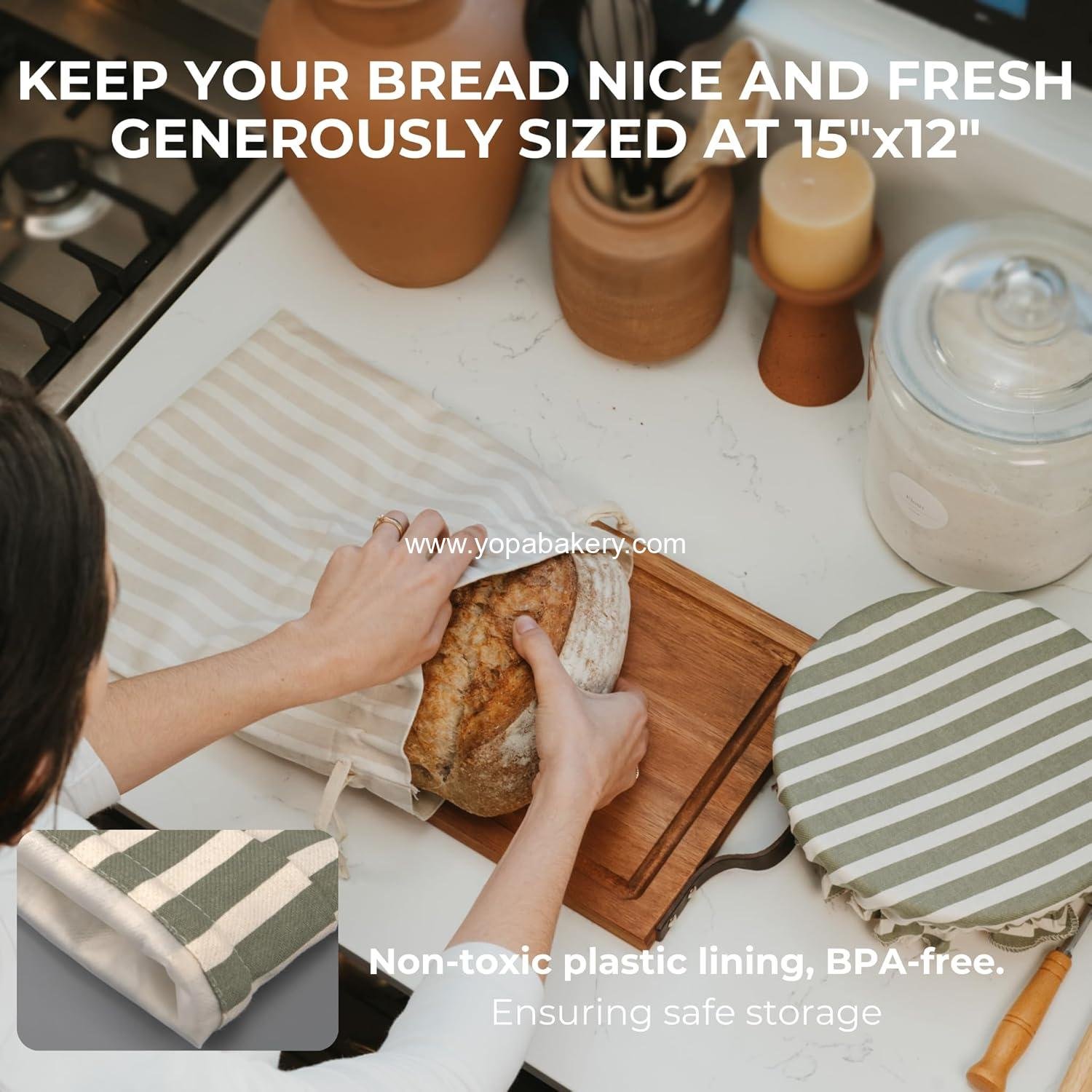 Wholesale Beautiful Linen Bread Bag Set with Proofing Cover for Homemade Sourdough - Keeps Loaf Fresh for Days - Reusable, Easy to Clean Storage Bag, Perfect Baking Accessory Factory