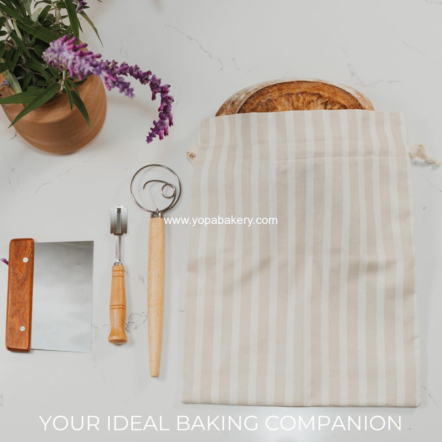 Wholesale Beautiful Linen Bread Bag Set with Proofing Cover for Homemade Sourdough - Keeps Loaf Fresh for Days - Reusable, Easy to Clean Storage Bag, Perfect Baking Accessory Factory
