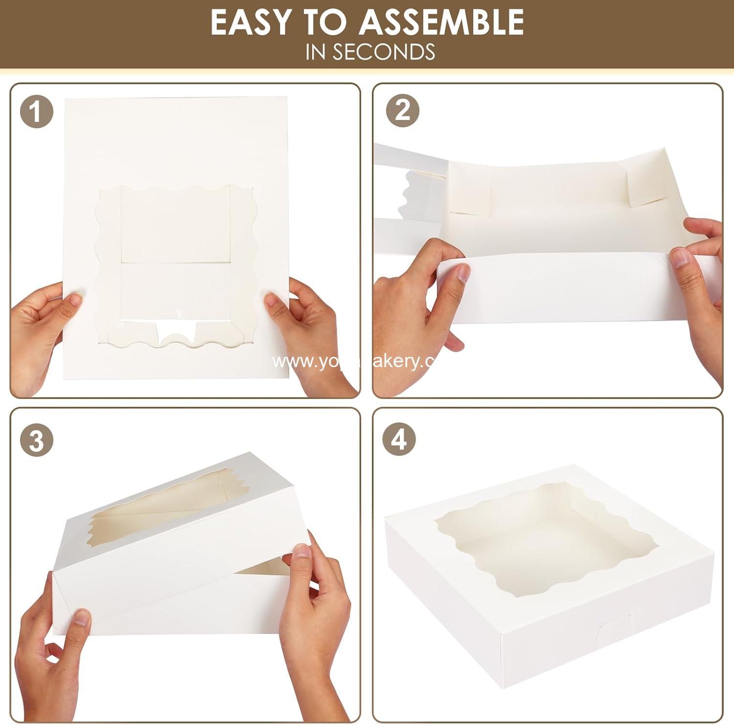 Wholesale 35pcs Auto-Popup Bakery Boxes, 10x10x2.5 Inches Cookie Boxes with Window for Treats, Pastries, and Cakes - Factory