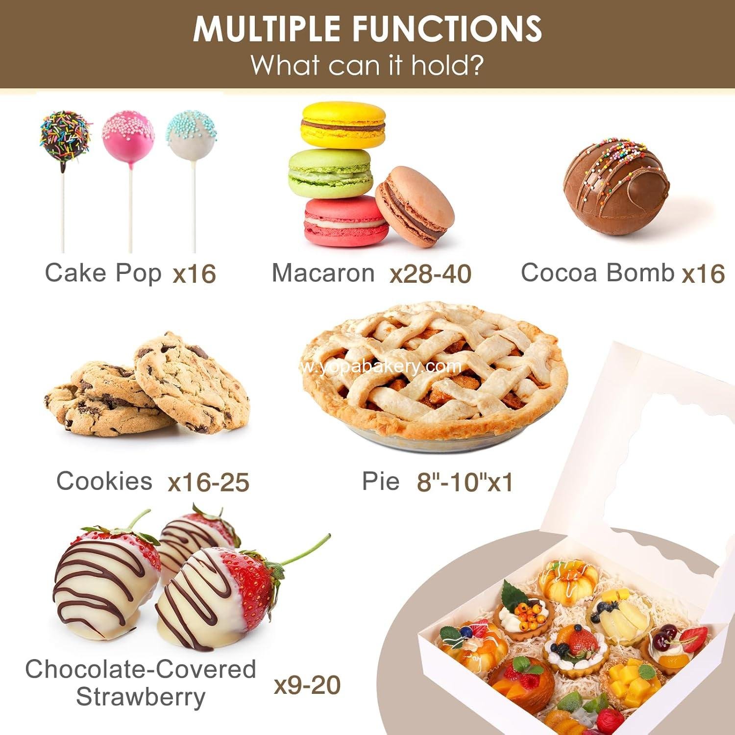 Wholesale 35pcs Auto-Popup Bakery Boxes, 10x10x2.5 Inches Cookie Boxes with Window for Treats, Pastries, and Cakes - Factory