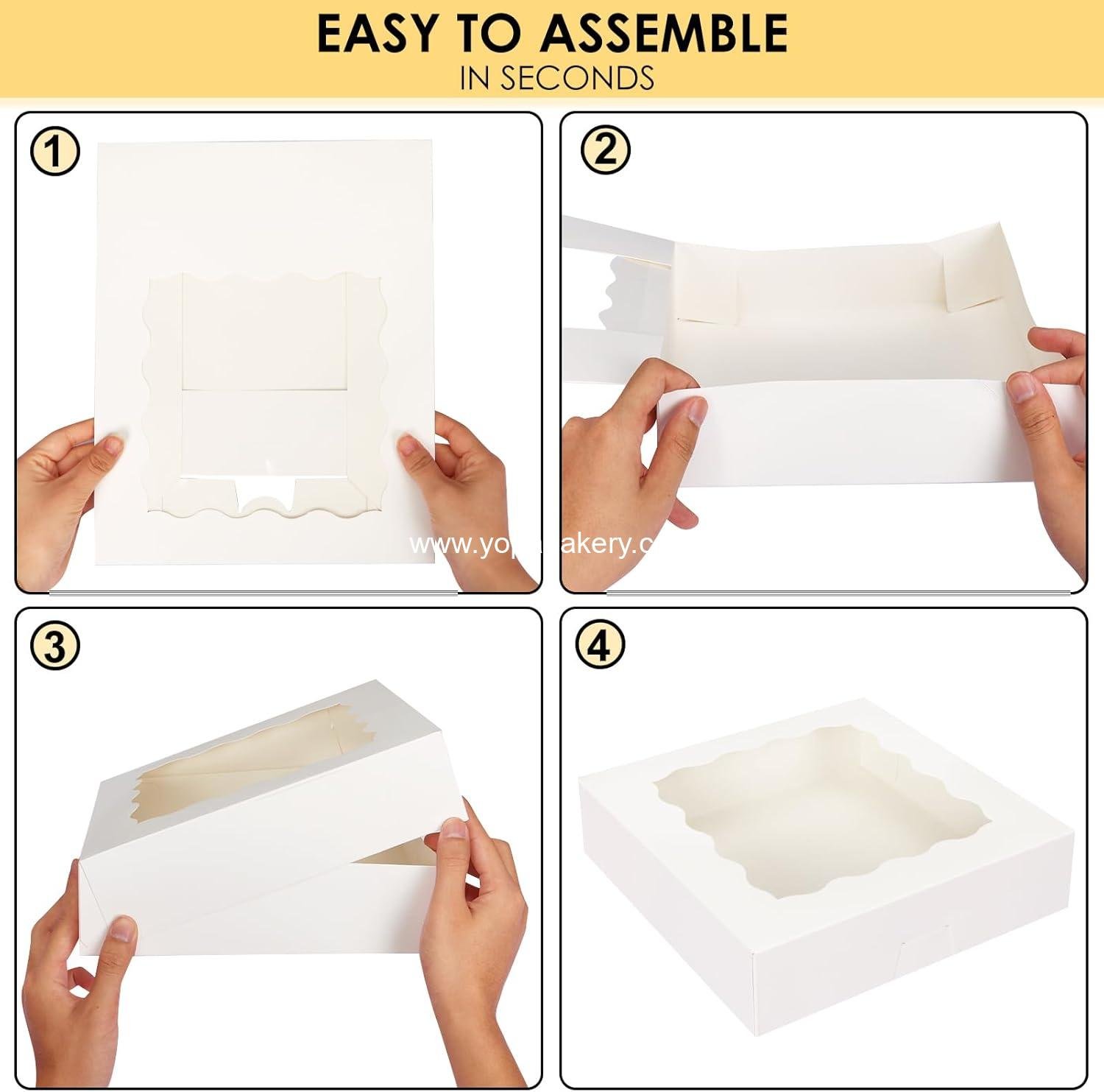 Wholesale 24pcs Bakery Boxes, 10x10x2.5 Inches Auto-Popup Pie Boxes for Cookies, Chocolate Covered Strawberries, Pies, Donuts, Muffins Factory