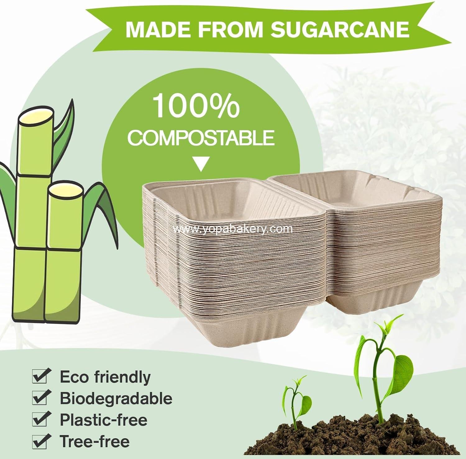 Wholesale 75 Pack Clamshell Take Out Food Containers, 100% Compostable Disposable To Go Boxes, Heavy-Duty 9x6 inch Eco-Friendly Biodegradable Food Containers Factory