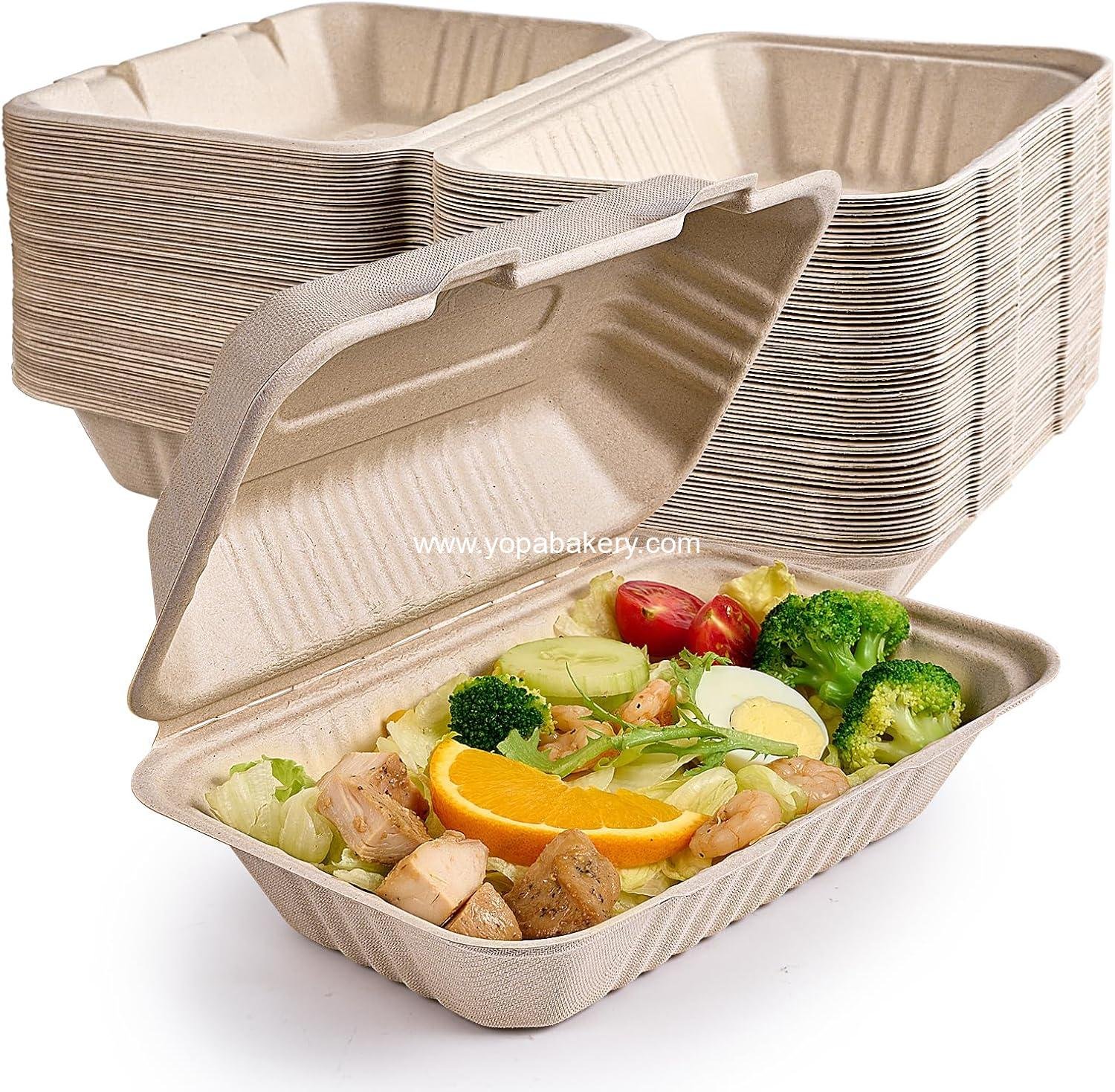 ECOLipak 75 Pack Clamshell Take Out Food Containers, 100% Compostable To Go Containers Disposable, 9X6 inch Heavy-Duty To Go Boxes, Eco-Friendly Biodegradable To Go Containers For Food