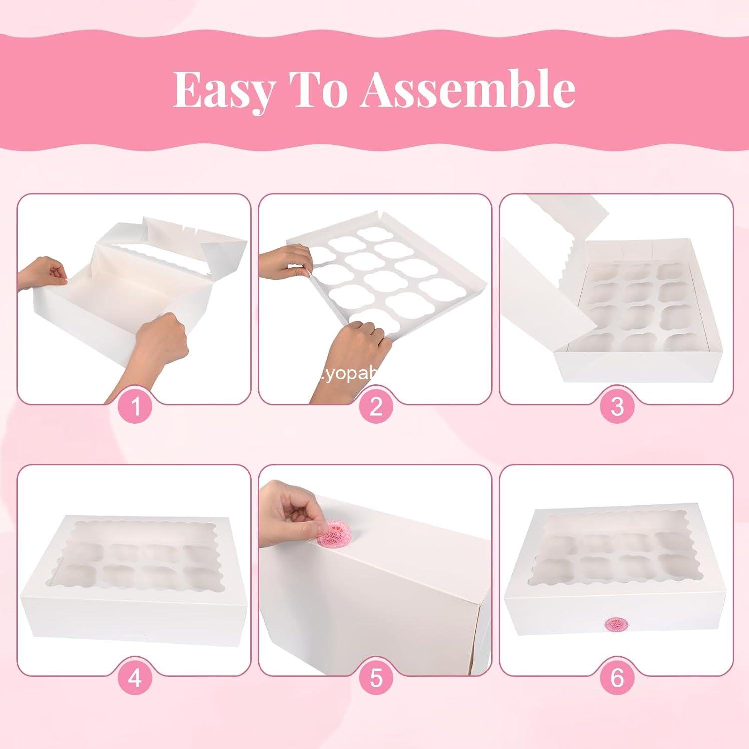 Wholesale Cupcake Boxes 10 PCS, 12 Count Cupcake Containers with Window and Inserts, Quality White Bakery Boxes for Desserts and Pastries, Cupcake Carrier for Birthday Parties, Factory