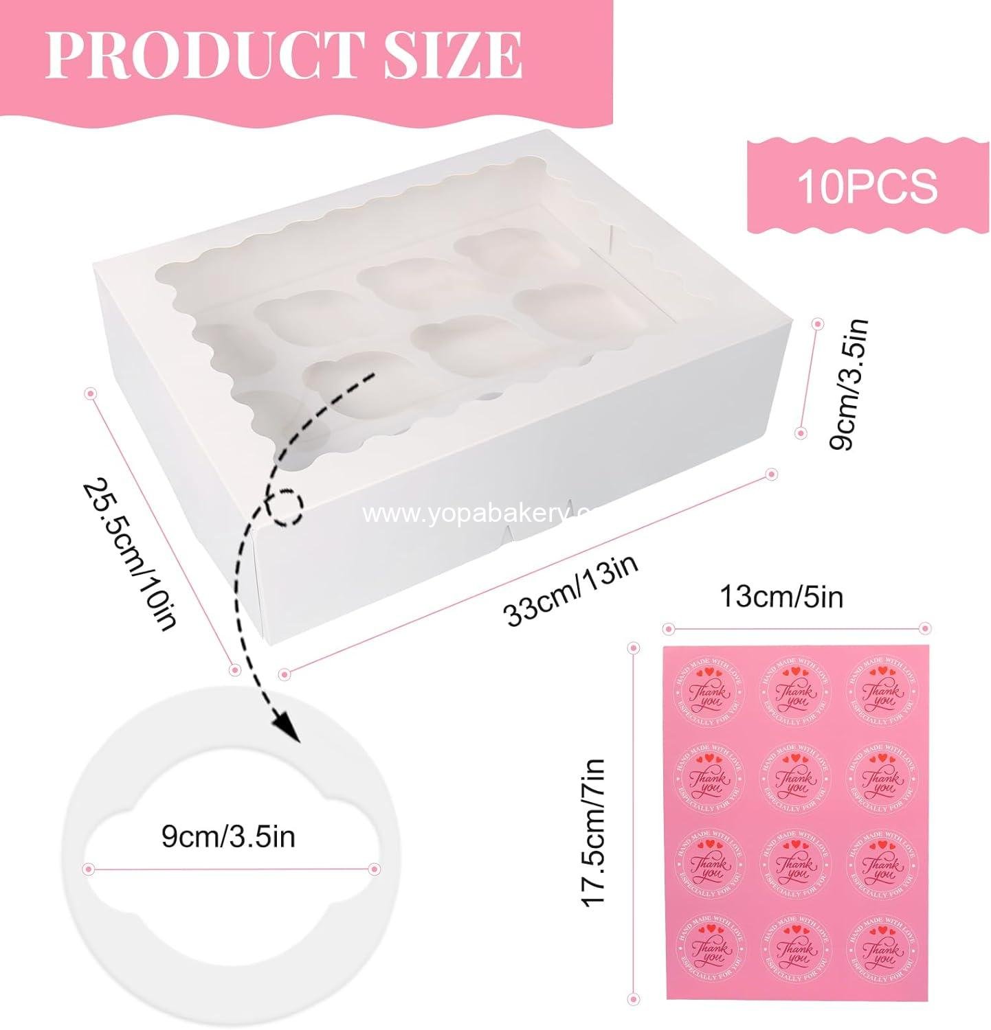 Wholesale Cupcake Boxes 10 PCS, 12 Count Cupcake Containers with Window and Inserts, Quality White Bakery Boxes for Desserts and Pastries, Cupcake Carrier for Birthday Parties, Factory