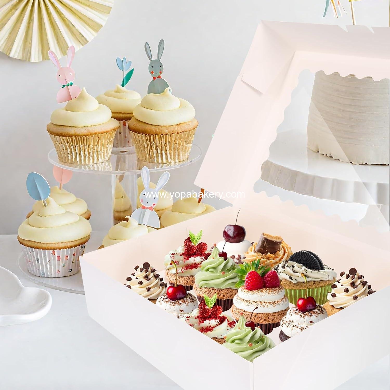 Wholesale Cupcake Boxes 10 PCS, 12 Count Cupcake Containers with Window and Inserts, Quality White Bakery Boxes for Desserts and Pastries, Cupcake Carrier for Birthday Parties, Factory