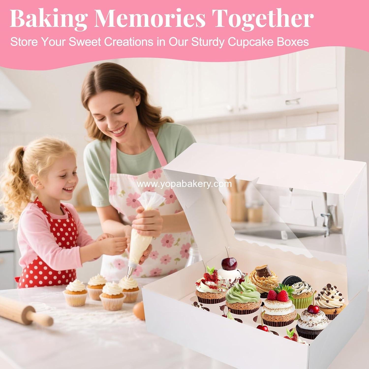 Wholesale Cupcake Boxes 10 PCS, 12 Count Cupcake Containers with Window and Inserts, Quality White Bakery Boxes for Desserts and Pastries, Cupcake Carrier for Birthday Parties, Factory