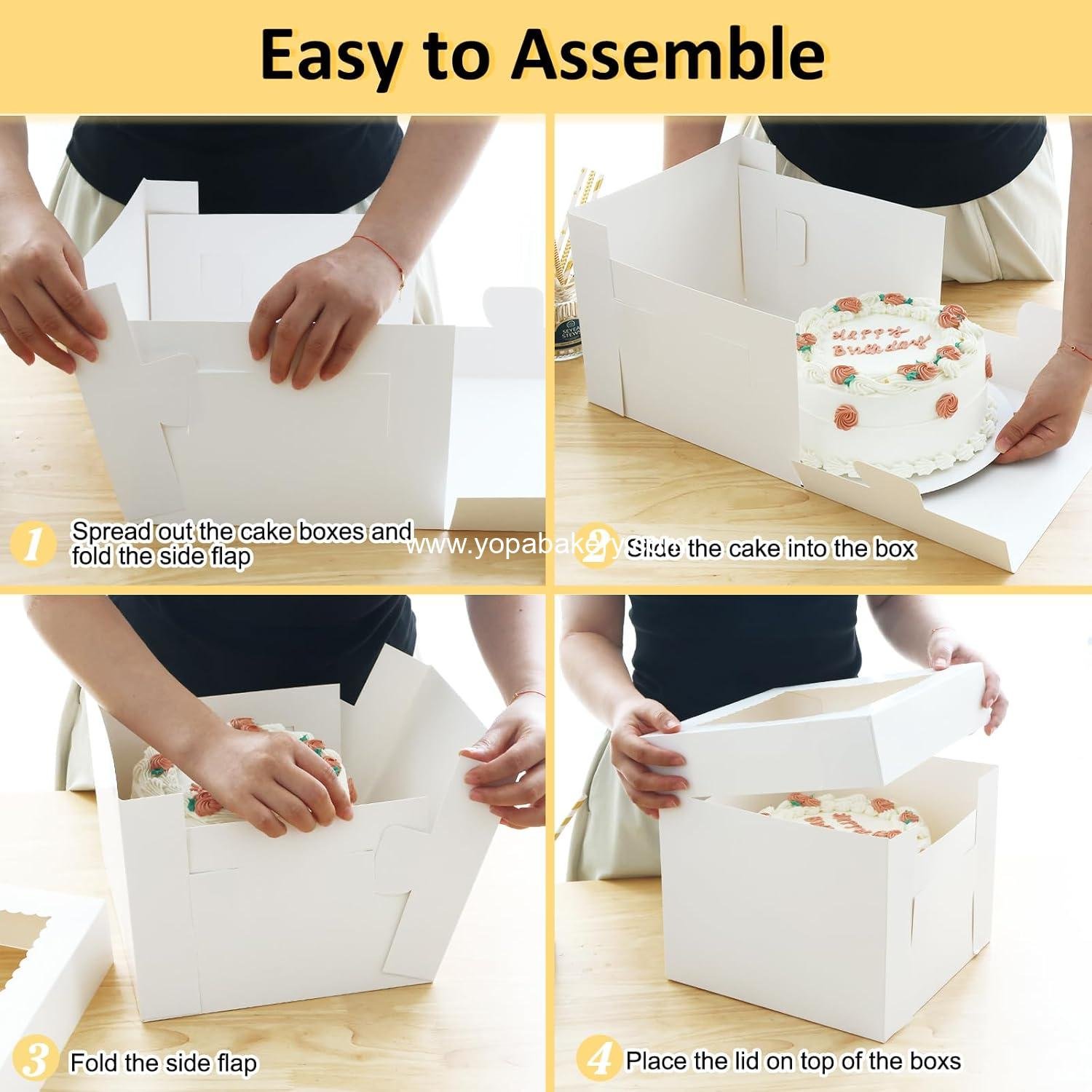 Wholesale 3 Pack Cake Boxes 10 Inch Tall Bakery Containers with Boards, Disposable Cake Carrier with Lid for Birthday, Party, Halloween, Cupcake, Cookie, Pie Pastry (10x10x8 Inches) Factory