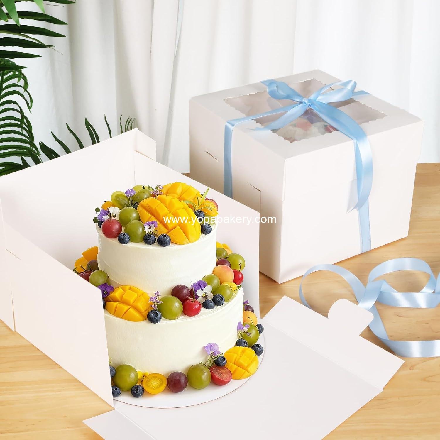 Wholesale 3 Pack Cake Boxes 10 Inch Tall Bakery Containers with Boards, Disposable Cake Carrier with Lid for Birthday, Party, Halloween, Cupcake, Cookie, Pie Pastry (10x10x8 Inches) Factory