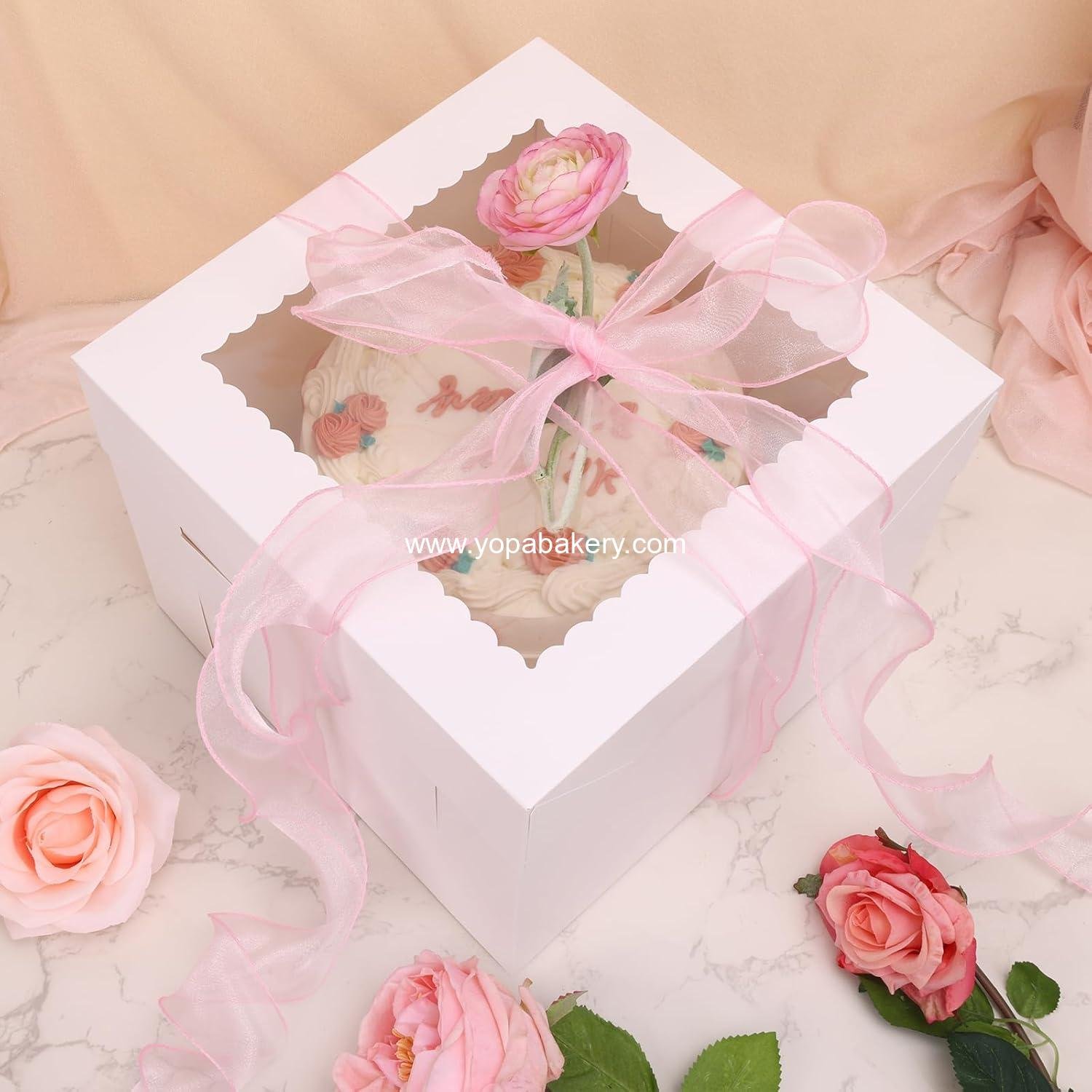 Wholesale 3 Pack Cake Boxes 10 Inch Tall Bakery Containers with Boards, Disposable Cake Carrier with Lid for Birthday, Party, Halloween, Cupcake, Cookie, Pie Pastry (10x10x8 Inches) Factory