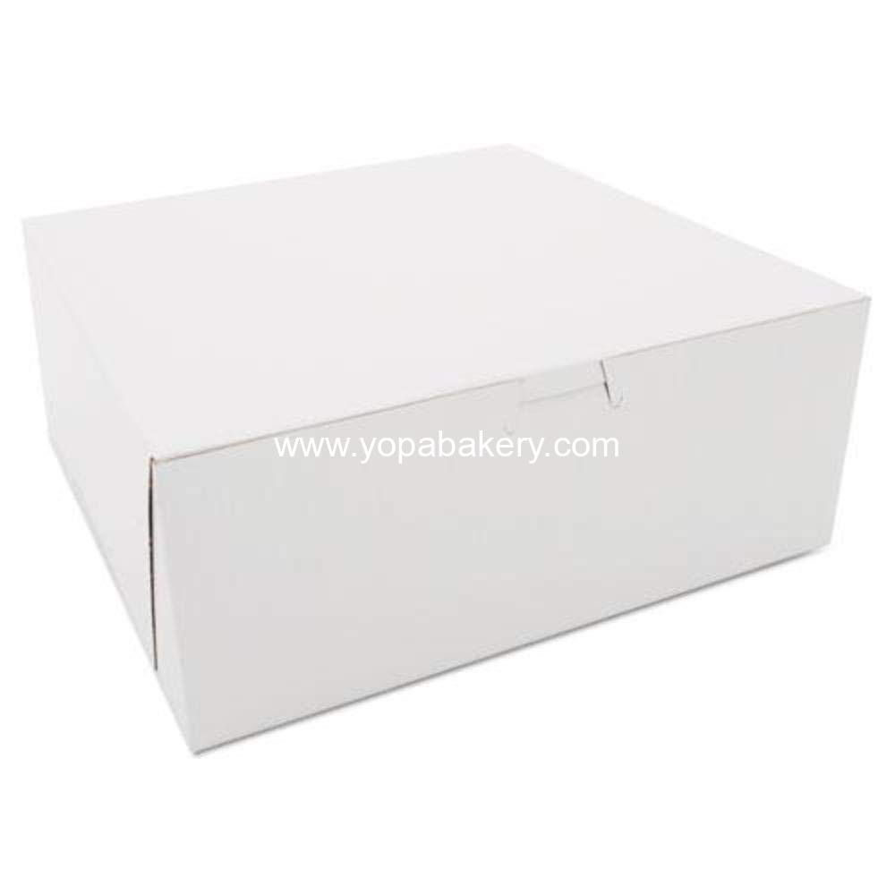Southern Champion Tray 0973 Premium Clay-Coated Kraft Paperboard White Non-Window Lock Corner Bakery Box, 10" Length x 10" Width x 4" Height, White (Case of 100)