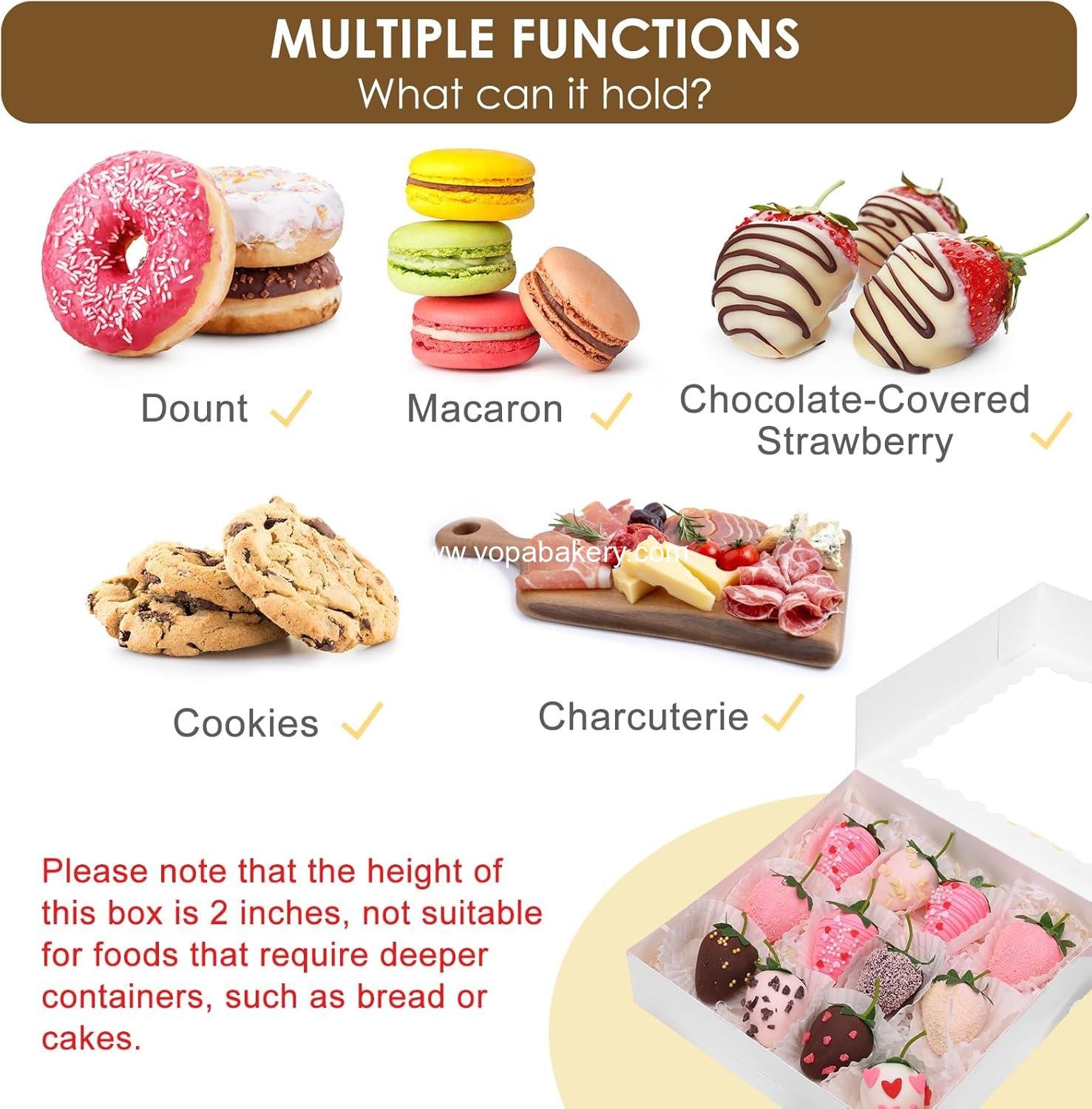 Wholesale 12pcs Bakery Boxes 8x8x2 Inches Auto-Popup Cookie Boxes with Window, White Treat Containers for Chocolates, Strawberries, Donuts, Desserts, Pastries Factory Wholesale 12pcs Bakery Boxes 8x8x2 Inches Auto-Popup Cookie Boxes with Window, White Treat Containers for Chocolates, Strawberries, Donuts, Desserts, Pastries Factory