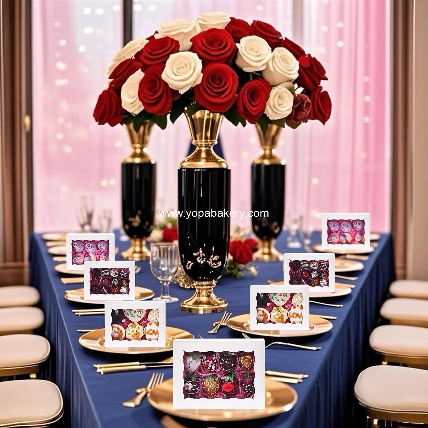 Wholesale 8PCS 8x6x2.5 Inch Bakery Boxes with Window for Pastries, Treats, Macarons, Donuts, Cookies, and Chocolate Covered Strawberries - Factory Wholesale 8PCS 8x6x2.5 Inch Bakery Boxes with Window for Pastries, Treats, Macarons, Donuts, Cookies, and Chocolate Covered Strawberries - Factory