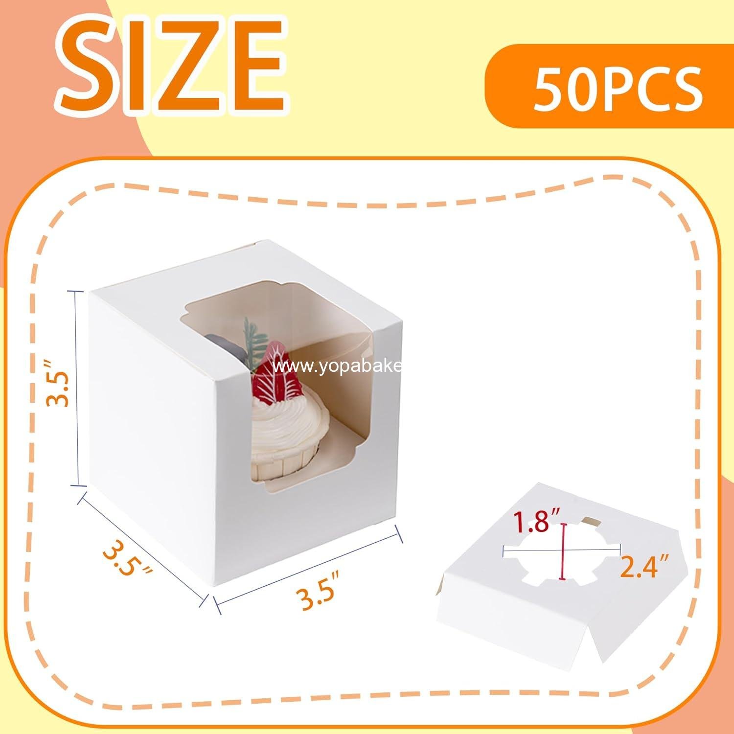 Wholesale 50 Pack Individual Cupcake Containers with Window, Food Grade Holders with Inserts, Stackable Deep Carrier (White) - Factory Wholesale 50 Pack Individual Cupcake Containers with Window, Food Grade Holders with Inserts, Stackable Deep Carrier (White) - Factory