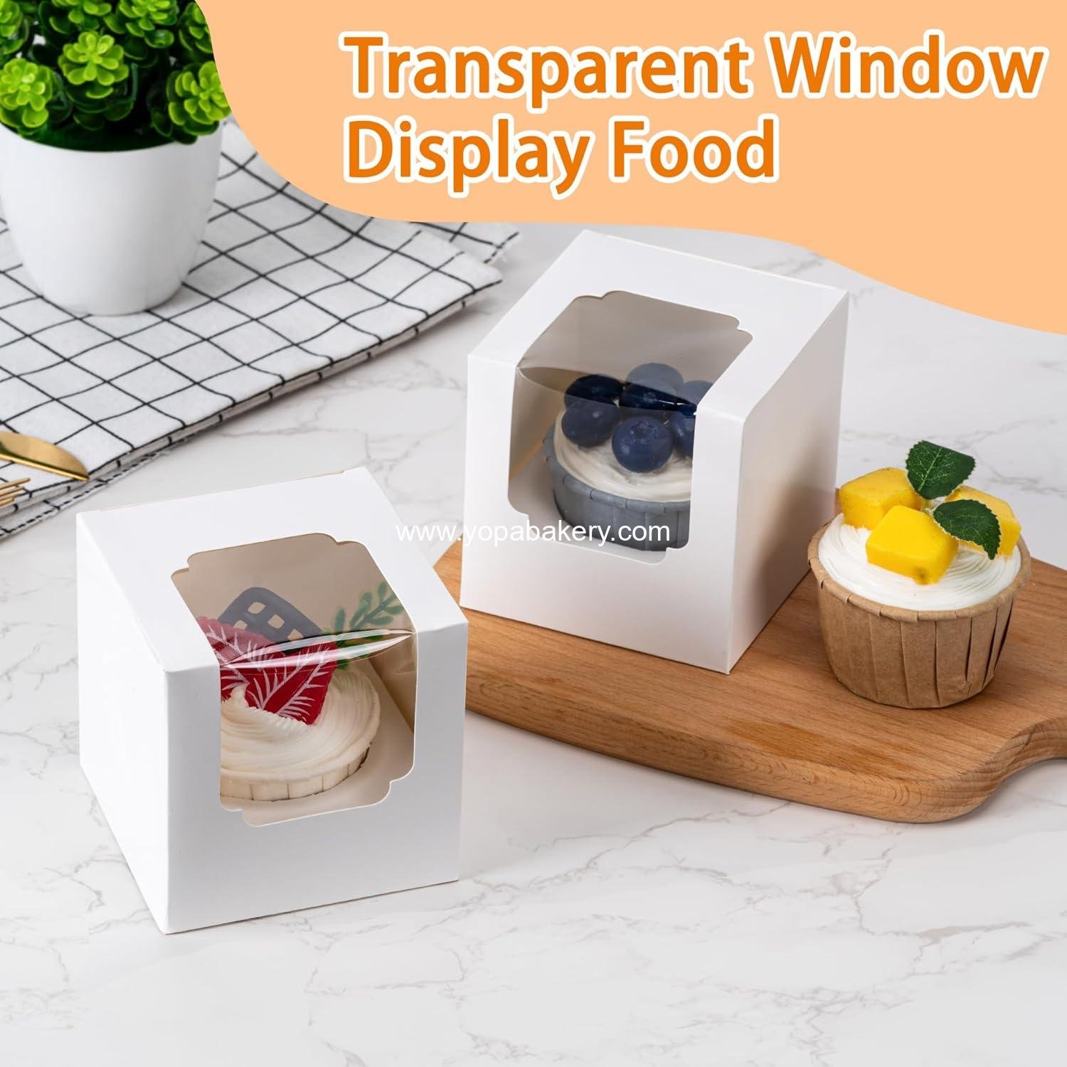 Wholesale 50 Pack Individual Cupcake Containers with Window, Food Grade Holders with Inserts, Stackable Deep Carrier (White) - Factory Wholesale 50 Pack Individual Cupcake Containers with Window, Food Grade Holders with Inserts, Stackable Deep Carrier (White) - Factory