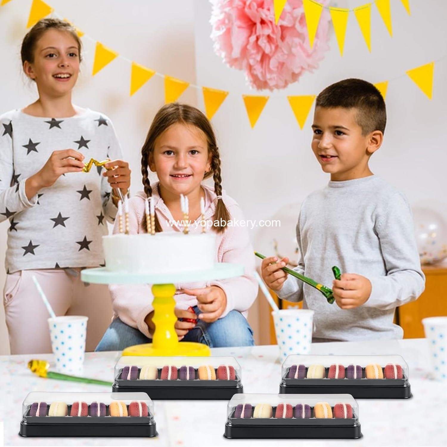 Wholesale 100 Pack Macaron Box with Clear Lids, 6-Grid Macaron Containers for Dessert Display, Ideal for Chocolate and Candy Party Favors - Factory