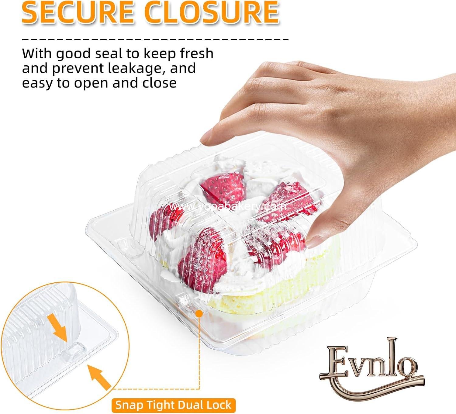 Wholesale 100 Count Clear Plastic Food Containers with Lids, Thickened Disposable Clamshell Boxes for Cake Slices, Desserts, Hamburgers, Salads, Pastries, Fruits, Takeout Tray - Factory