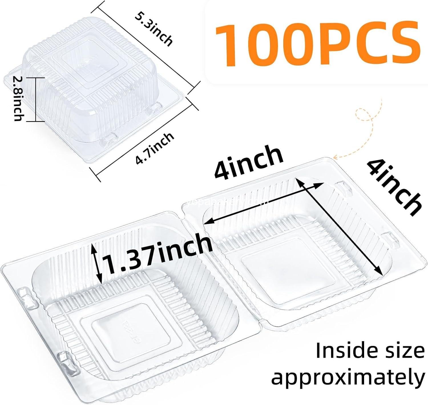 Wholesale 100 Count Clear Plastic Food Containers with Lids, Thickened Disposable Clamshell Boxes for Cake Slices, Desserts, Hamburgers, Salads, Pastries, Fruits, Takeout Tray - Factory