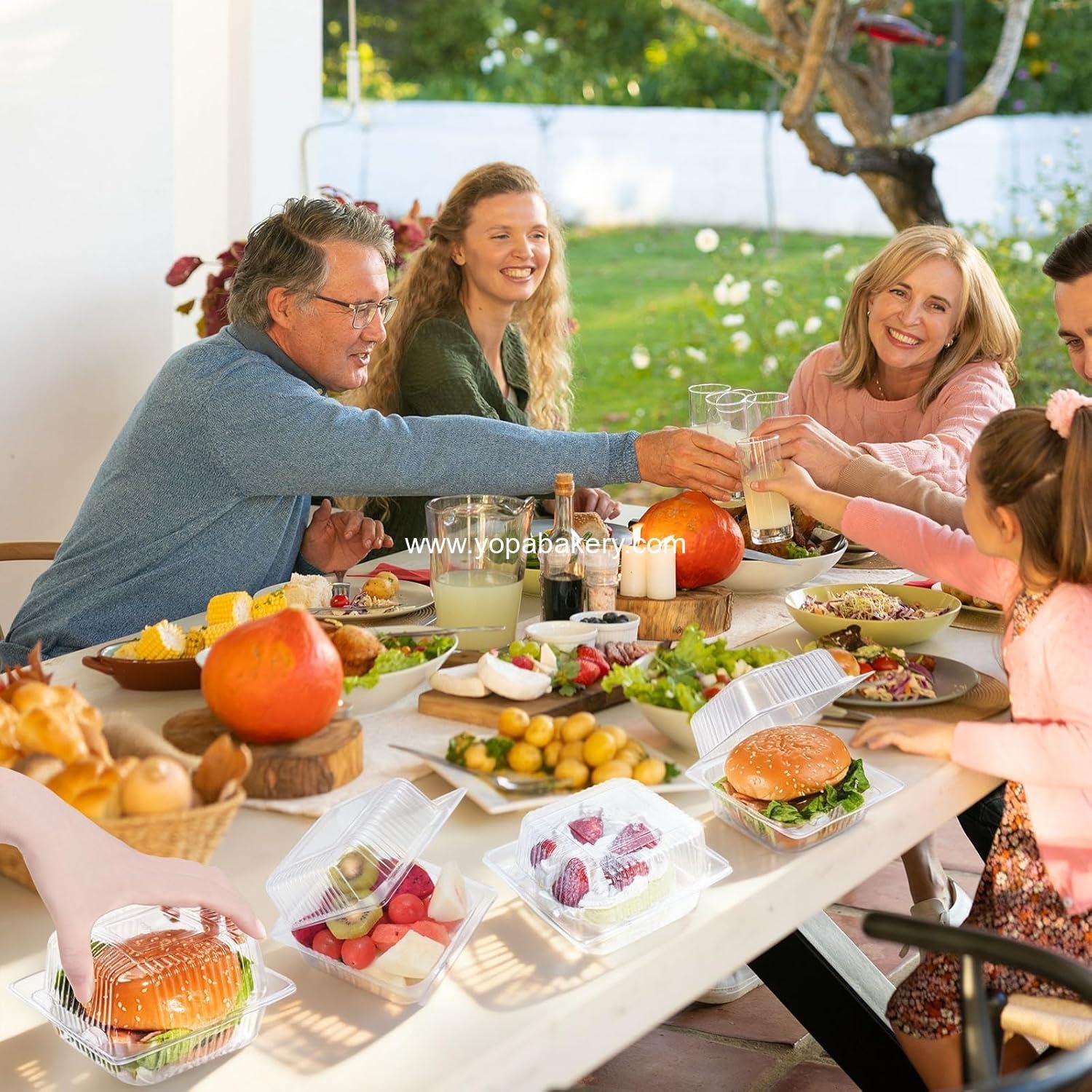 Wholesale 100 Count Clear Plastic Food Containers with Lids, Thickened Disposable Clamshell Boxes for Cake Slices, Desserts, Hamburgers, Salads, Pastries, Fruits, Takeout Tray - Factory