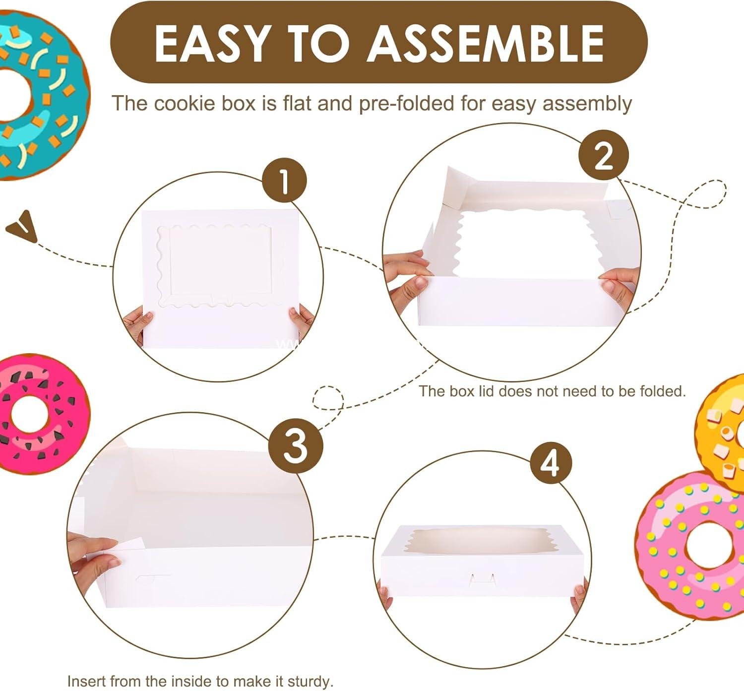 Wholesale 24pcs Bakery Boxes, 14x10x2.5 Inch Treat Boxes with Window for Chocolate Strawberries, Donuts, Pies, Muffins, and Pastries (White) Factory Wholesale 24pcs Bakery Boxes, 14x10x2.5 Inch Treat Boxes with Window for Chocolate Strawberries, Donuts, Pies, Muffins, and Pastries (White) Factory