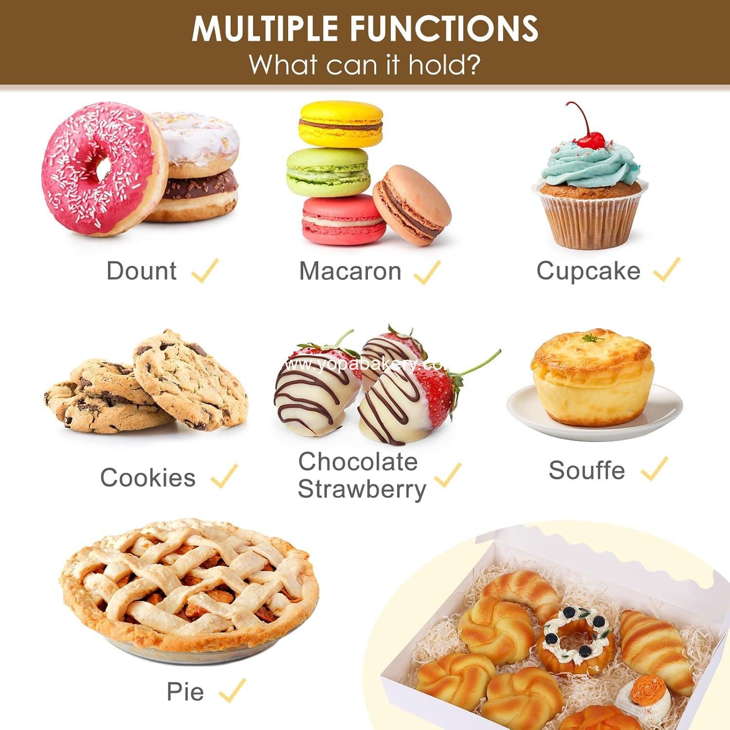 Wholesale 24pcs Bakery Boxes, 14x10x2.5 Inch Treat Boxes with Window for Chocolate Strawberries, Donuts, Pies, Muffins, and Pastries (White) Factory Wholesale 24pcs Bakery Boxes, 14x10x2.5 Inch Treat Boxes with Window for Chocolate Strawberries, Donuts, Pies, Muffins, and Pastries (White) Factory