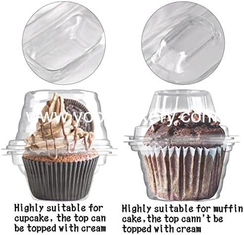 Wholesale 50 Pack Individual Cupcake Containers Plastic Boxes Stackable Deep Dome Holders for Easy Transport - Factory