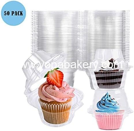 Wholesale 50 Pack Individual Cupcake Containers Plastic Boxes Stackable Deep Dome Holders for Easy Transport - Factory
