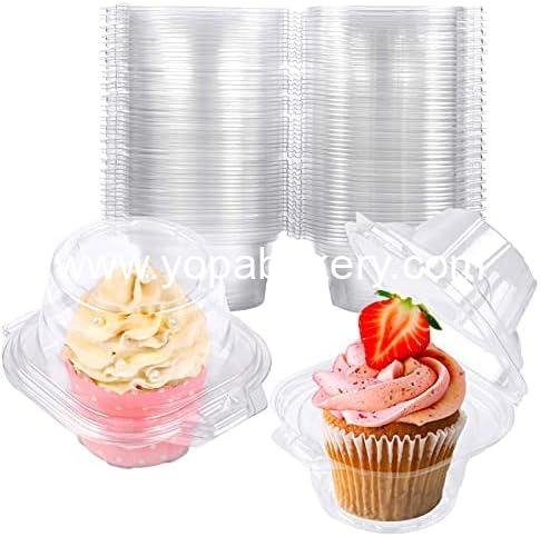 Wholesale 50 Pack Individual Cupcake Containers Plastic Boxes Stackable Deep Dome Holders for Easy Transport - Factory
