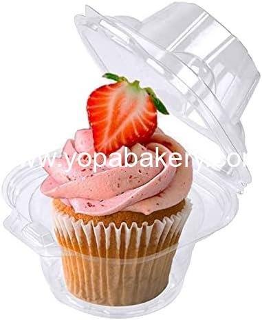 Wholesale 50 Pack Individual Cupcake Containers Plastic Boxes Stackable Deep Dome Holders for Easy Transport - Factory