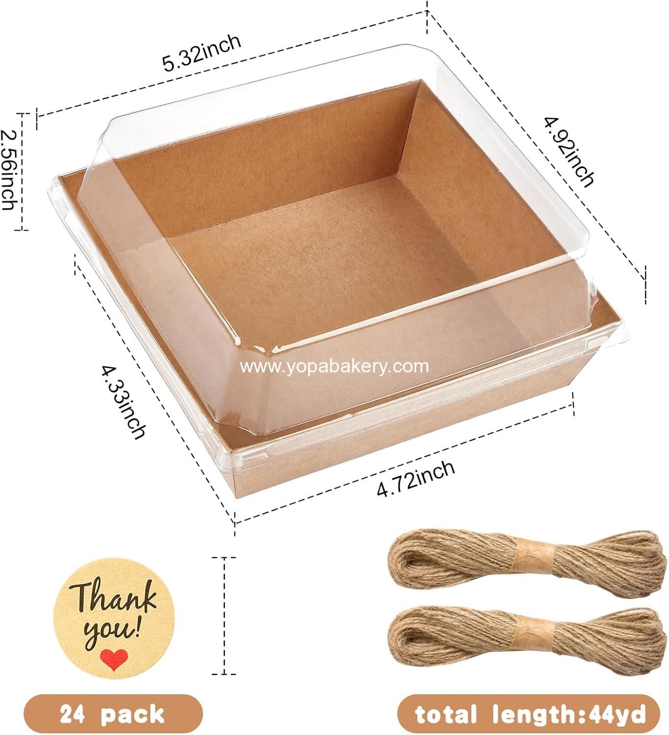 Wholesale 20 Pack Small Charcuterie Boxes with Clear Lids, To Go Paper Dessert Bakery Boxes, 5 Inch Disposable Food Containers for Cookies, Cupcakes, Slice Cakes, Strawberries (Brown) Factory