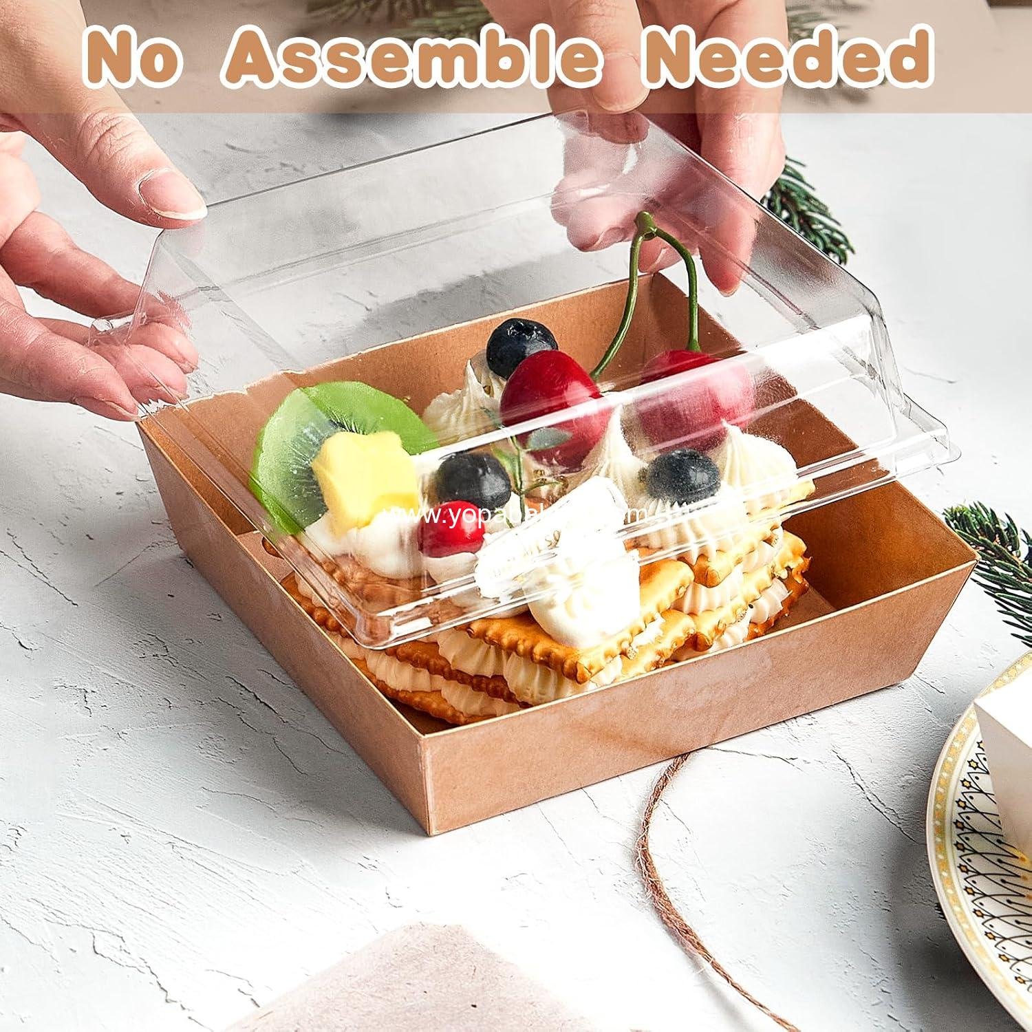 Wholesale 20 Pack Small Charcuterie Boxes with Clear Lids, To Go Paper Dessert Bakery Boxes, 5 Inch Disposable Food Containers for Cookies, Cupcakes, Slice Cakes, Strawberries (Brown) Factory