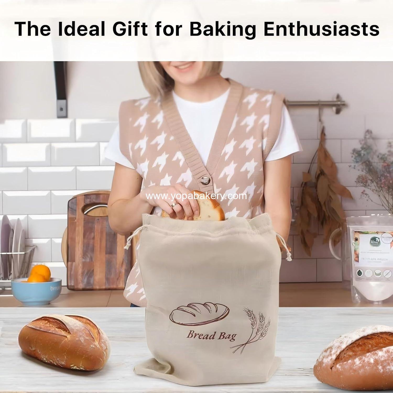 Wholesale Reusable Bread Bags, 15x12 Inches Linen Sourdough Bread Bags (2 Pack) - TPU Interior for Freshness - Unbleached and Reusable Factory