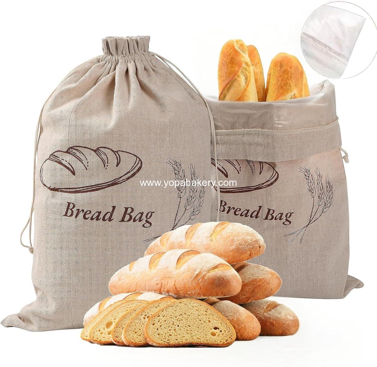 Reusable Bread Bags for Homemade, 15 x 12 Inches Linen Sourdough Bread Bags (2 Pack) - TPU Interior Lining to Stay Fresh - Unbleached and Reusable