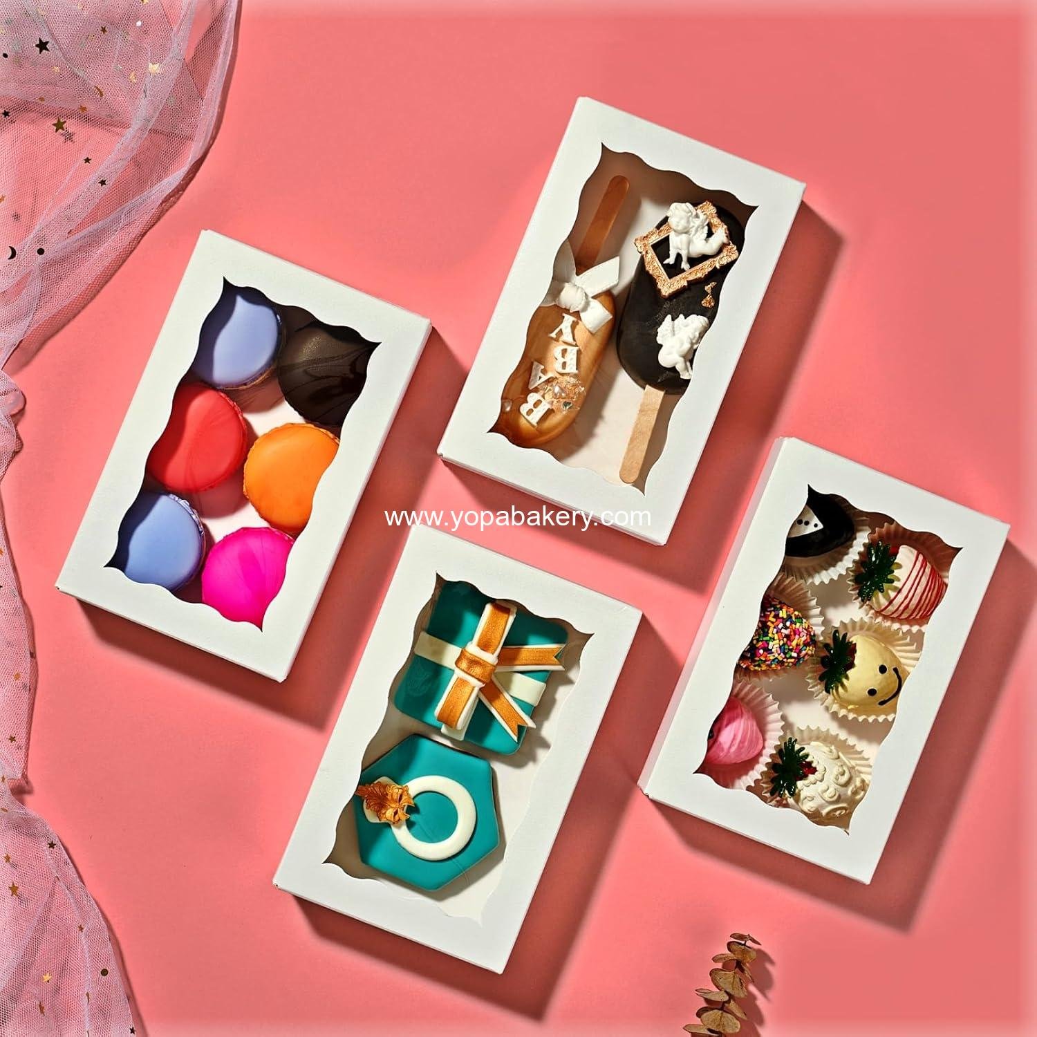 Wholesale 20PCS 7x4⅜x1½ inch Cookie Boxes with Window for Chocolate Truffles, Pastries, Donuts, Brownies, Soap, and Bakery Treats for Parties, Weddings, Christmas, and Valentine's - Factory