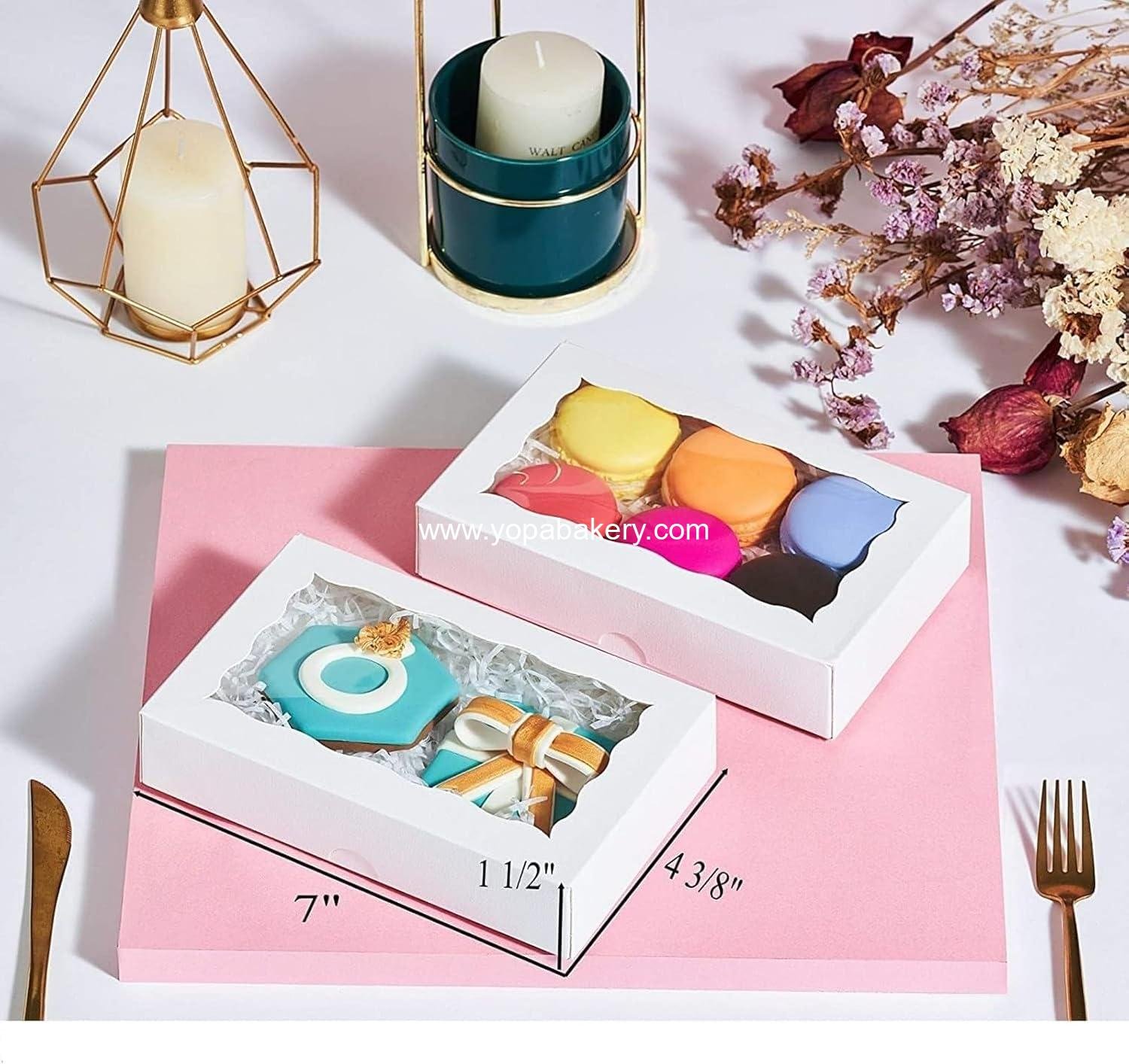 Wholesale 20PCS 7x4⅜x1½ inch Cookie Boxes with Window for Chocolate Truffles, Pastries, Donuts, Brownies, Soap, and Bakery Treats for Parties, Weddings, Christmas, and Valentine's - Factory