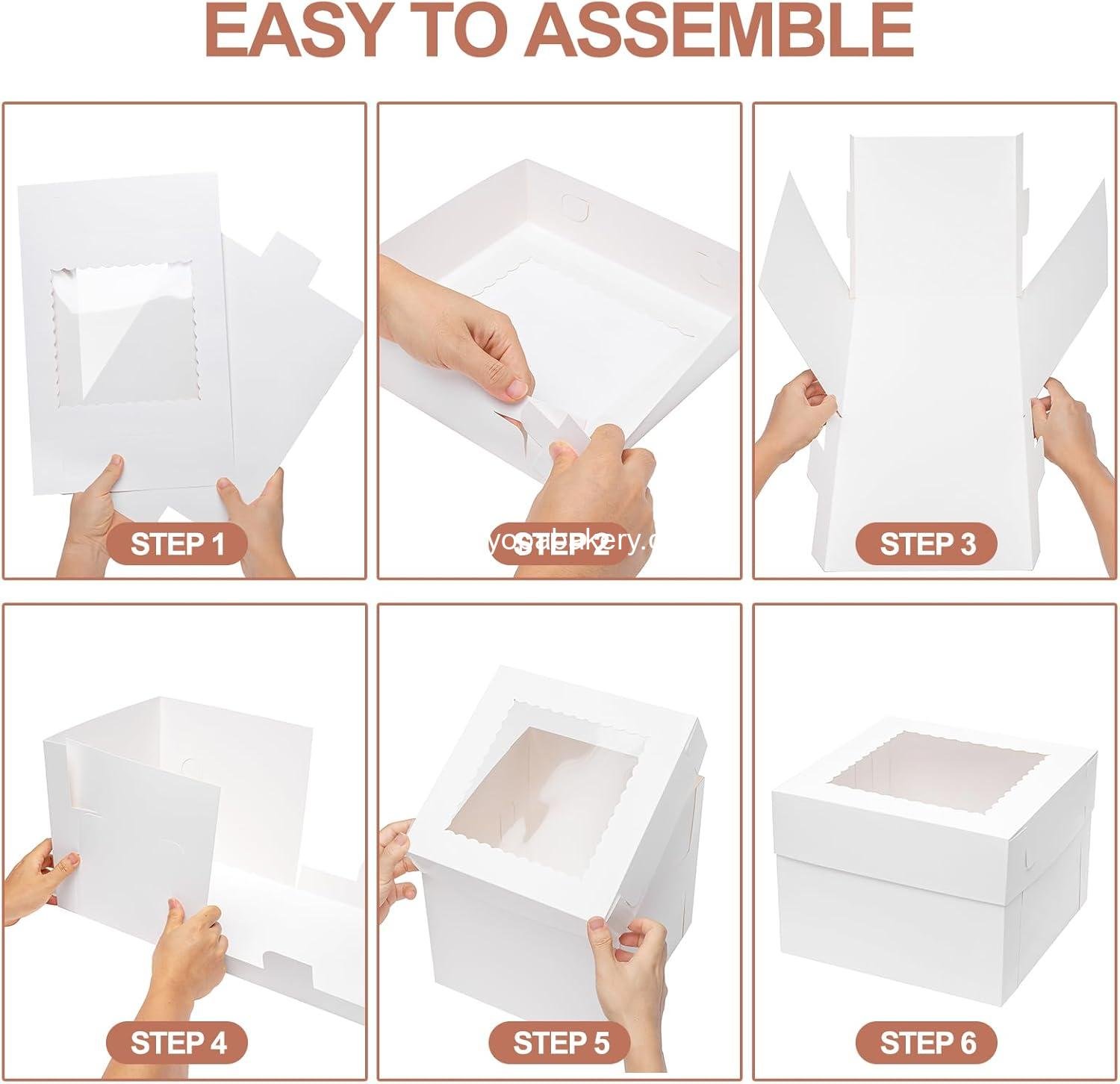 Wholesale 10pcs 14x10x4 Cake Boxes with Window - Rectangle Quarter Sheet Bakery Boxes for Pastry, Cakes, Cupcakes, Donuts, Cookies, and Pies Packaging - White Factory