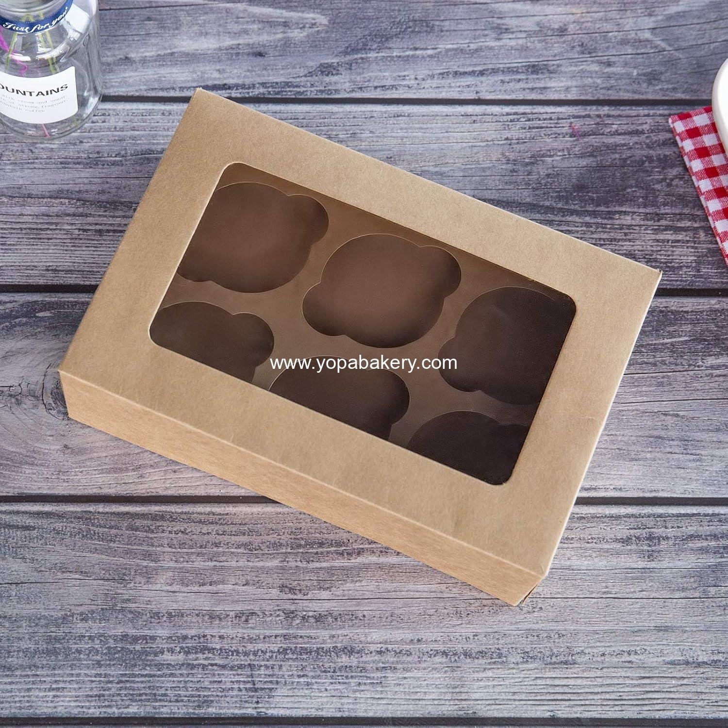 Wholesale Cupcake Boxes with Inserts - 6 Holders, 9.5x6.3x3 Inch Large Brown Kraft Bakery Boxes with Window - Food Grade Cake Carrier for Muffins and Treats, Pack of 15 Factory Wholesale Cupcake Boxes with Inserts - 6 Holders, 9.5x6.3x3 Inch Large Brown Kraft Bakery Boxes with Window - Food Grade Cake Carrier for Muffins and Treats, Pack of 15 Factory
