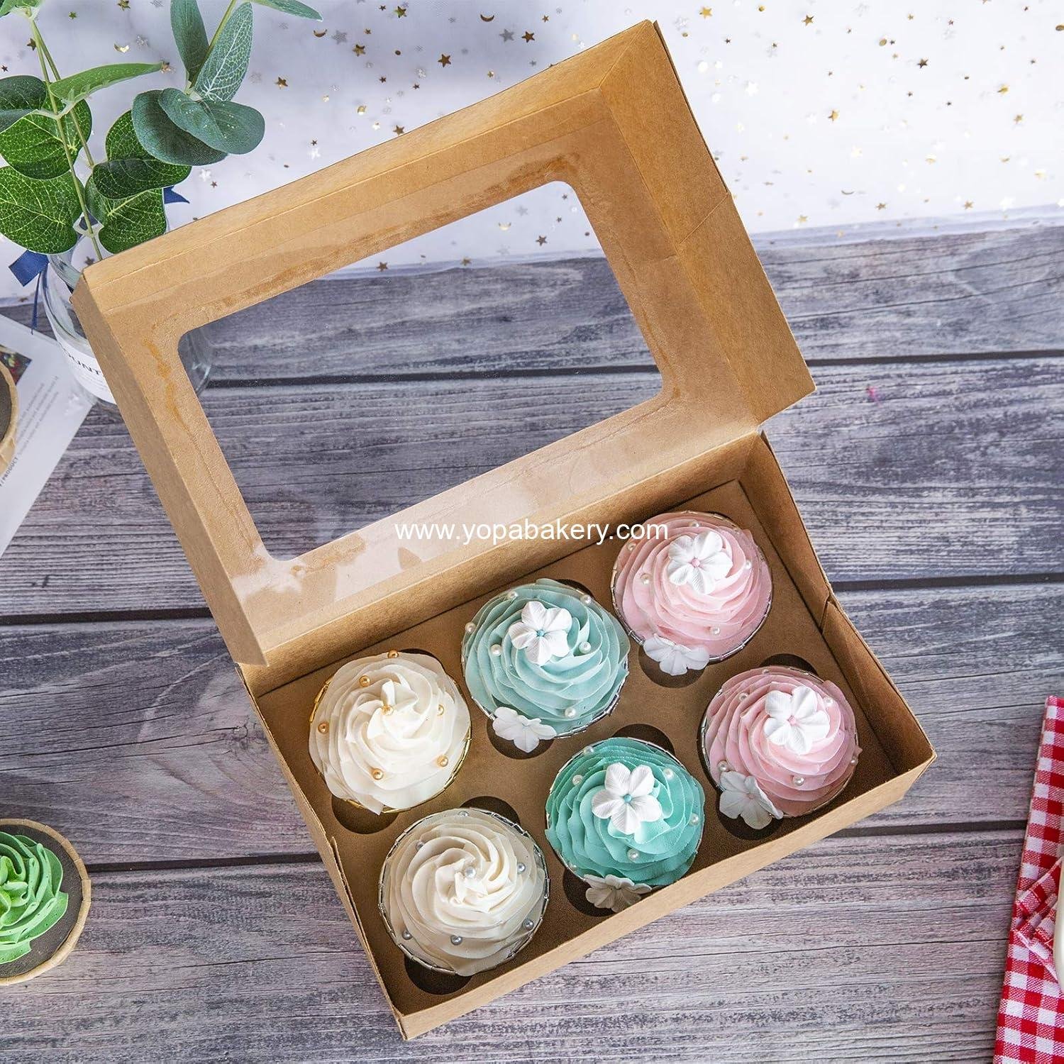 Wholesale Cupcake Boxes with Inserts - 6 Holders, 9.5x6.3x3 Inch Large Brown Kraft Bakery Boxes with Window - Food Grade Cake Carrier for Muffins and Treats, Pack of 15 Factory Wholesale Cupcake Boxes with Inserts - 6 Holders, 9.5x6.3x3 Inch Large Brown Kraft Bakery Boxes with Window - Food Grade Cake Carrier for Muffins and Treats, Pack of 15 Factory