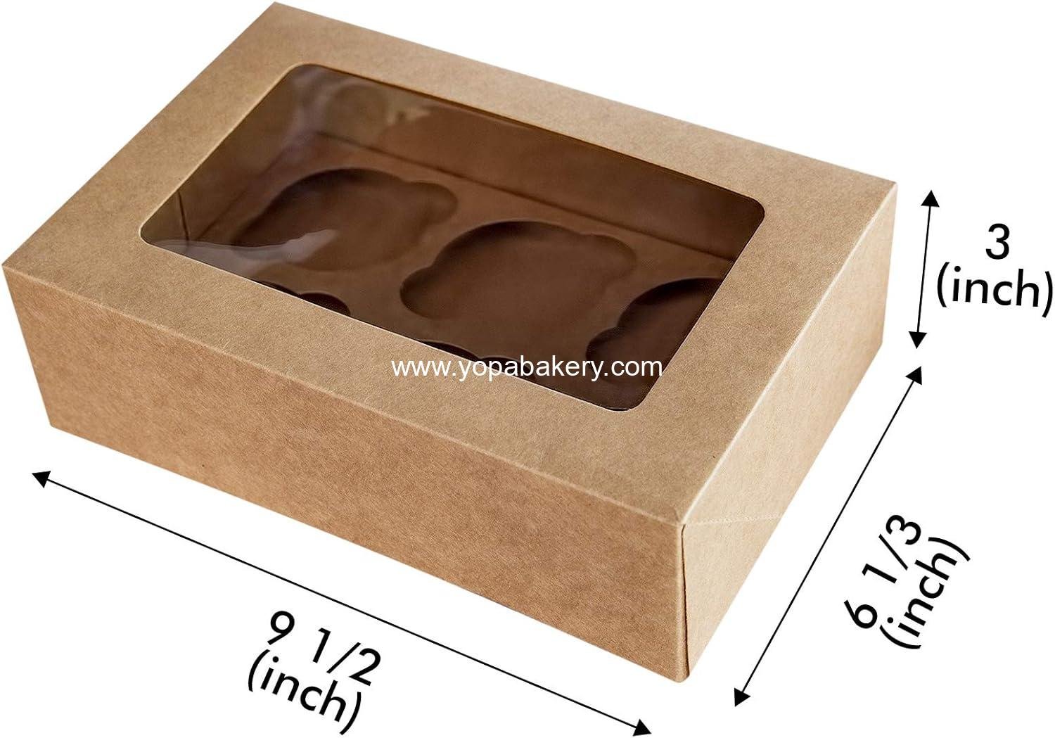 Wholesale Cupcake Boxes with Inserts - 6 Holders, 9.5x6.3x3 Inch Large Brown Kraft Bakery Boxes with Window - Food Grade Cake Carrier for Muffins and Treats, Pack of 15 Factory Wholesale Cupcake Boxes with Inserts - 6 Holders, 9.5x6.3x3 Inch Large Brown Kraft Bakery Boxes with Window - Food Grade Cake Carrier for Muffins and Treats, Pack of 15 Factory