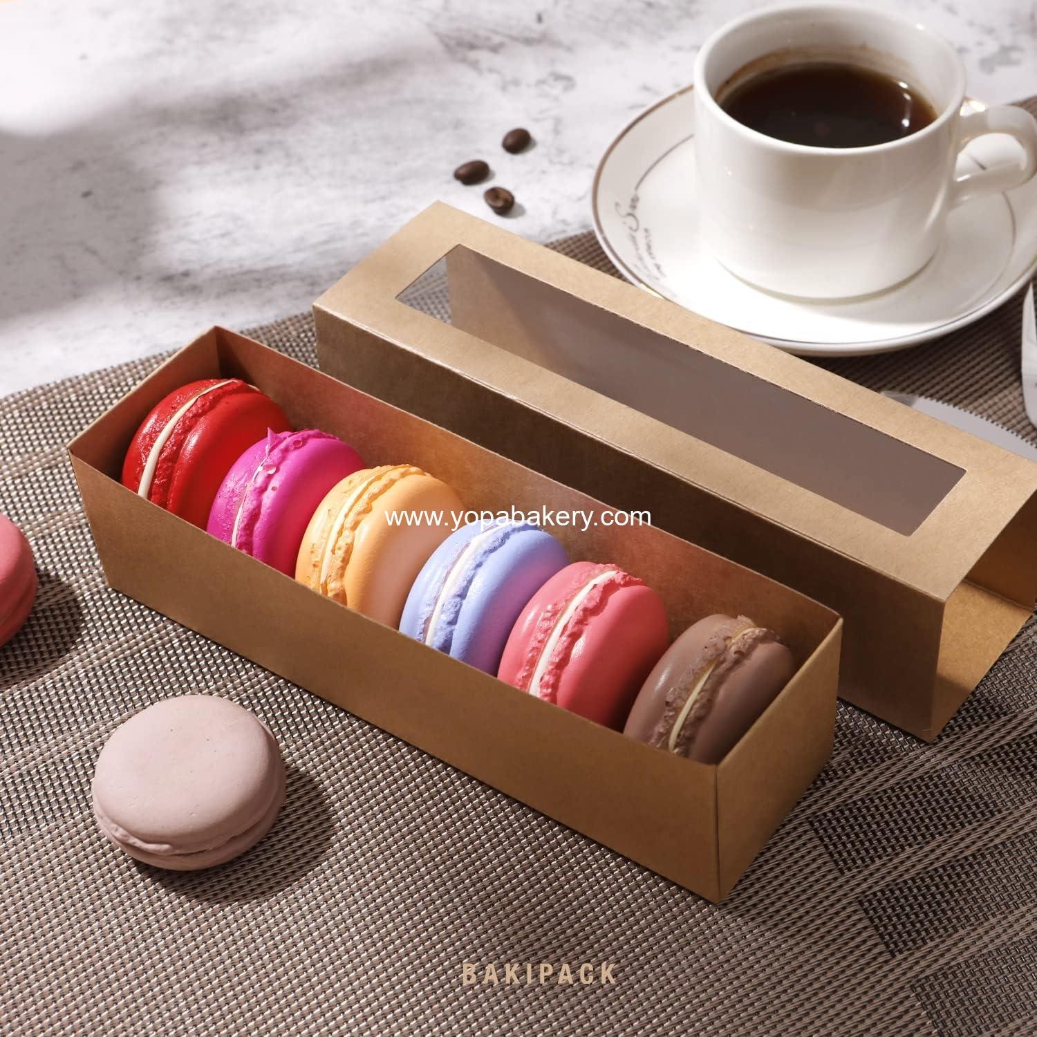 Wholesale Macaron Boxes for 6 Macarons - Kraft Gift Boxes with Clear Window, Interior Dimensions: 7.3
