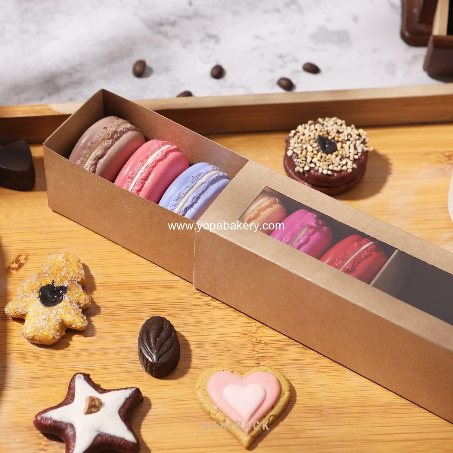 Wholesale Macaron Boxes for 6 Macarons - Kraft Gift Boxes with Clear Window, Interior Dimensions: 7.3